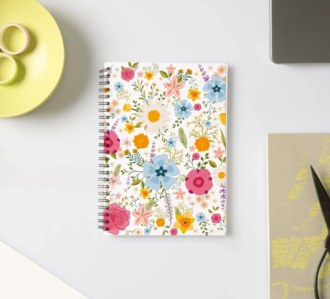 Spring Flowers Colorful Pattern spiral notebook by Mostly Pink