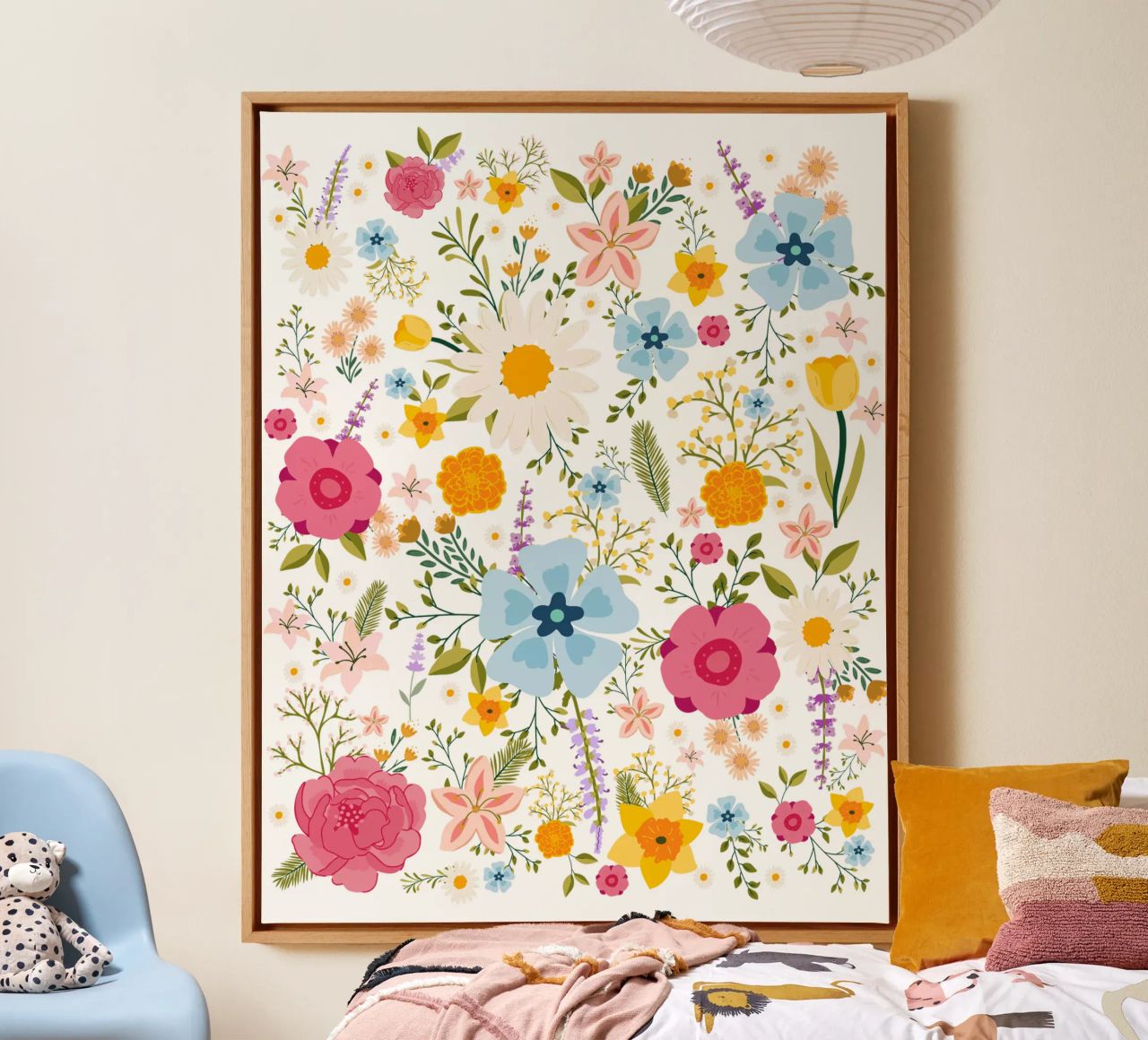 Spring Flowers Colorful Pattern canvas by Mostly Pink