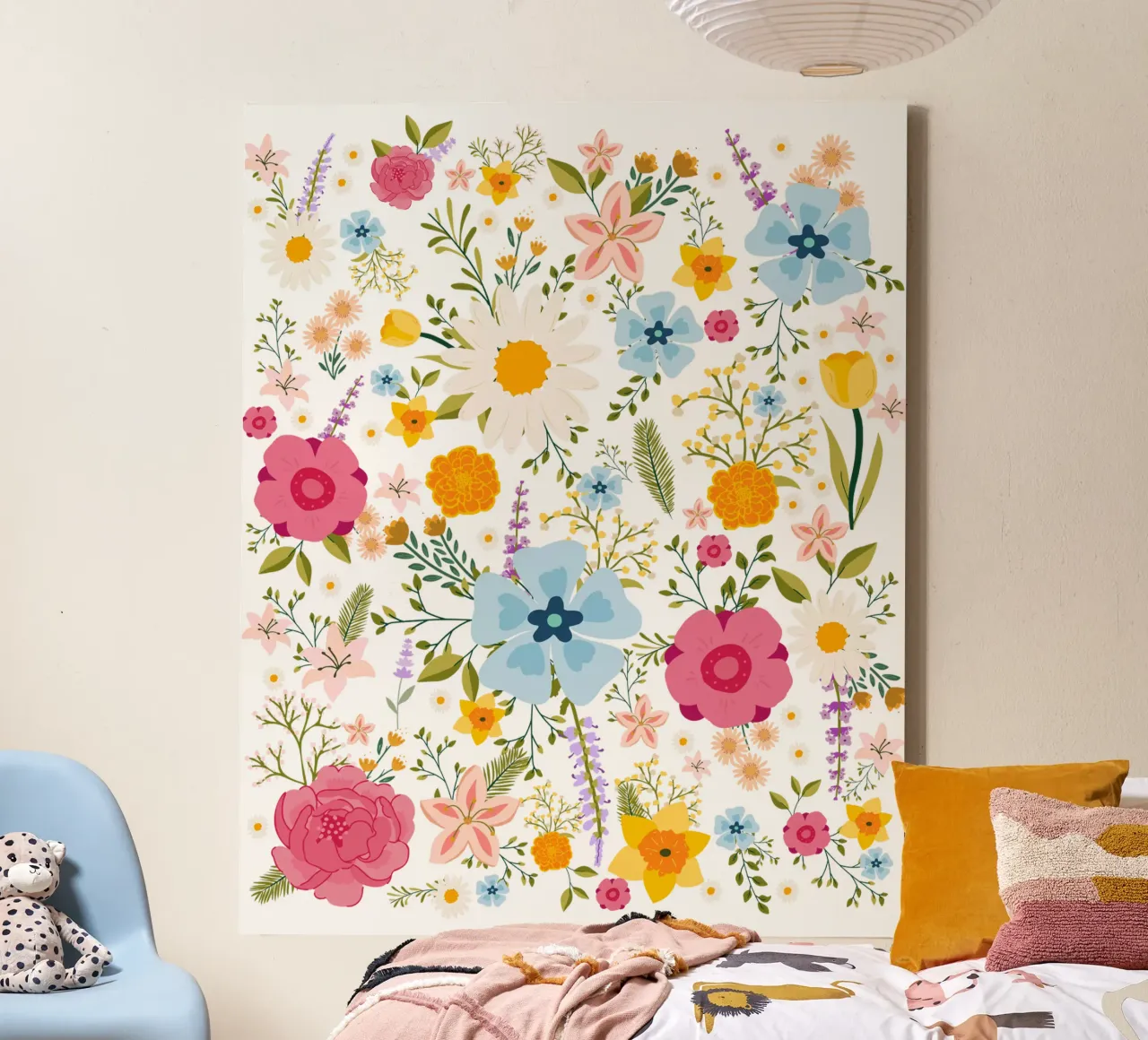 Fleurs de printemps motif coloré toile de Mostly Pink