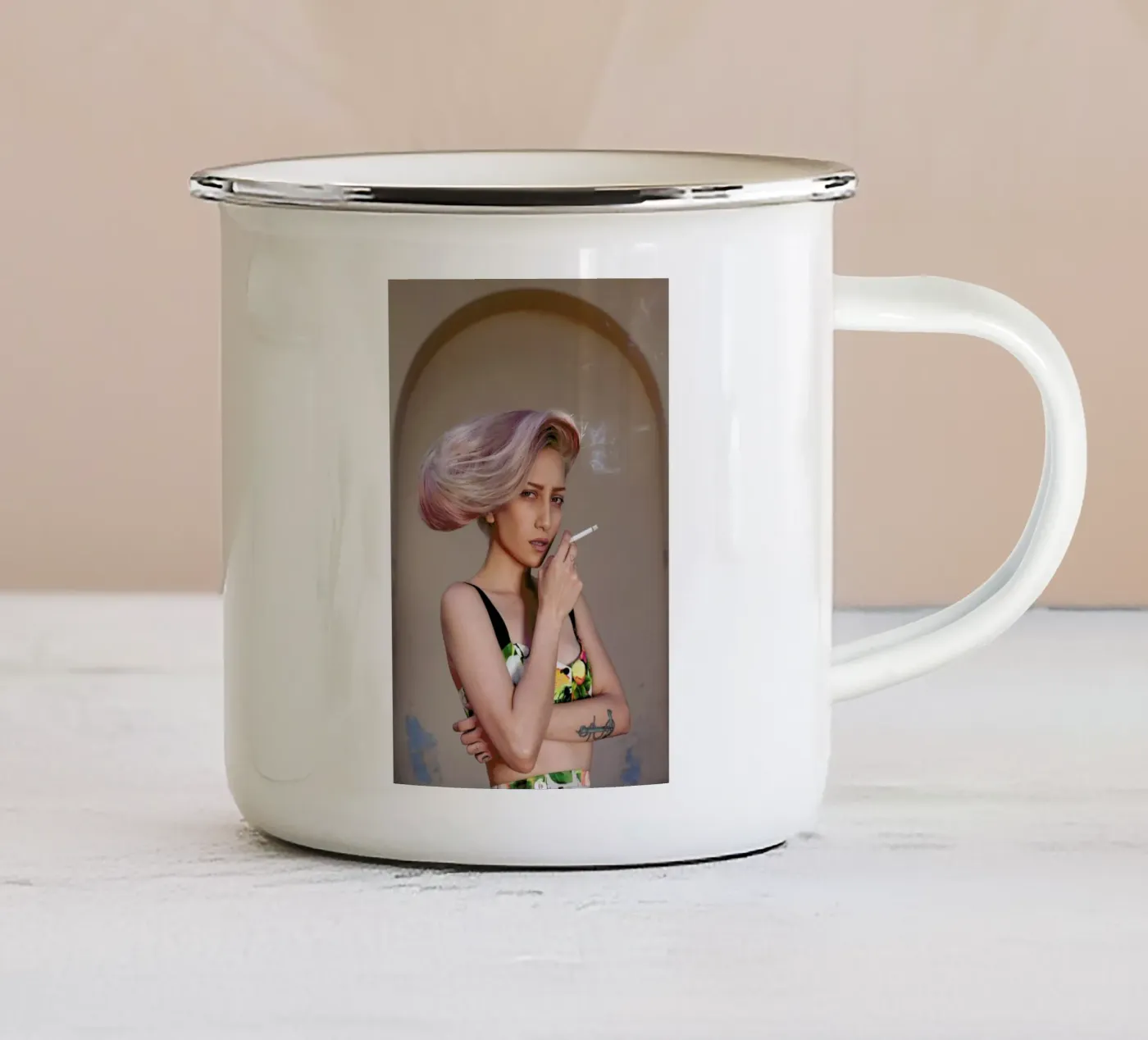 Daniela enamel mug by Ana Topoleanu