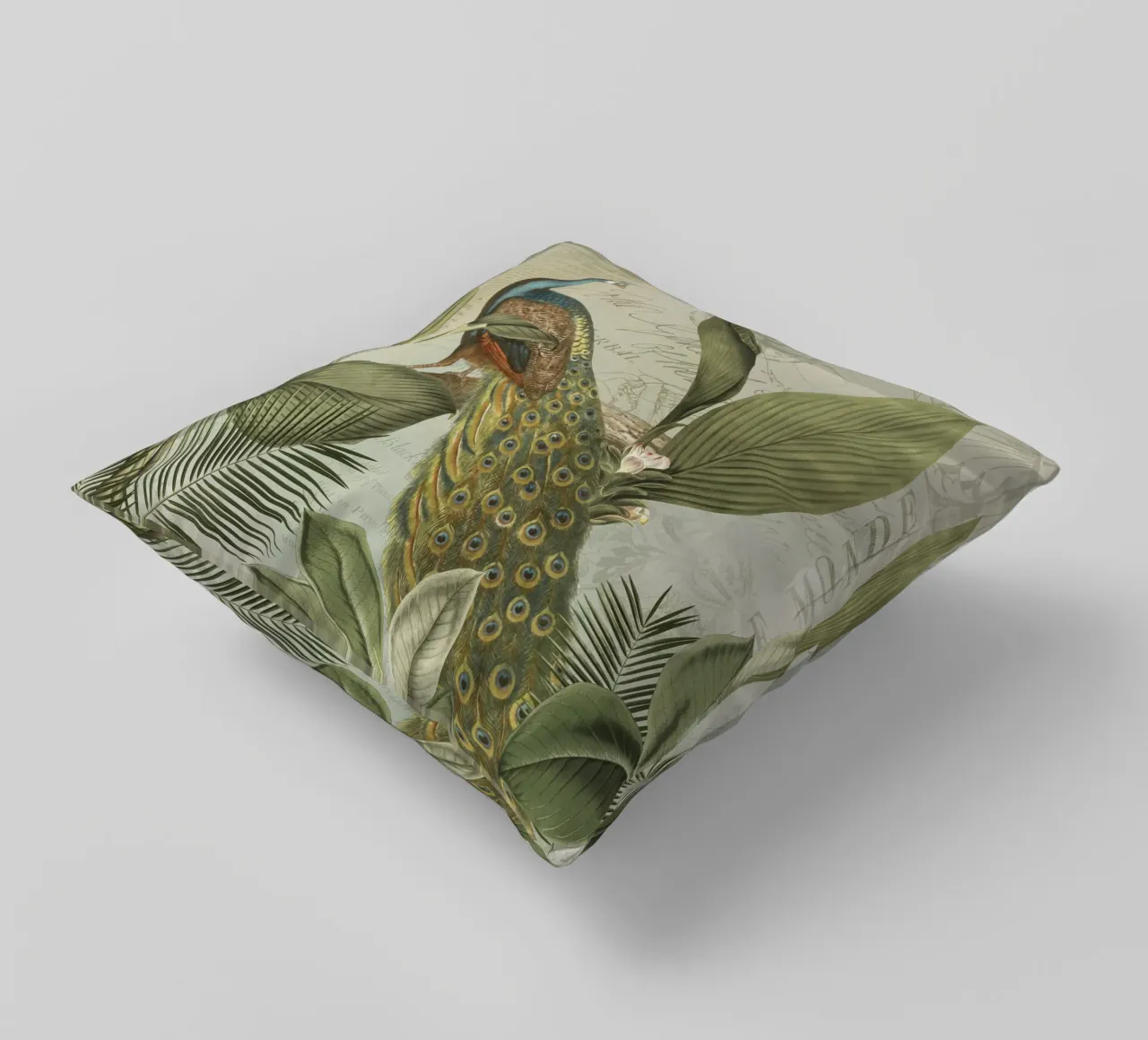 Collage vintage Peafowl Nostalgia cuscino da Andrea Haase Vintage World