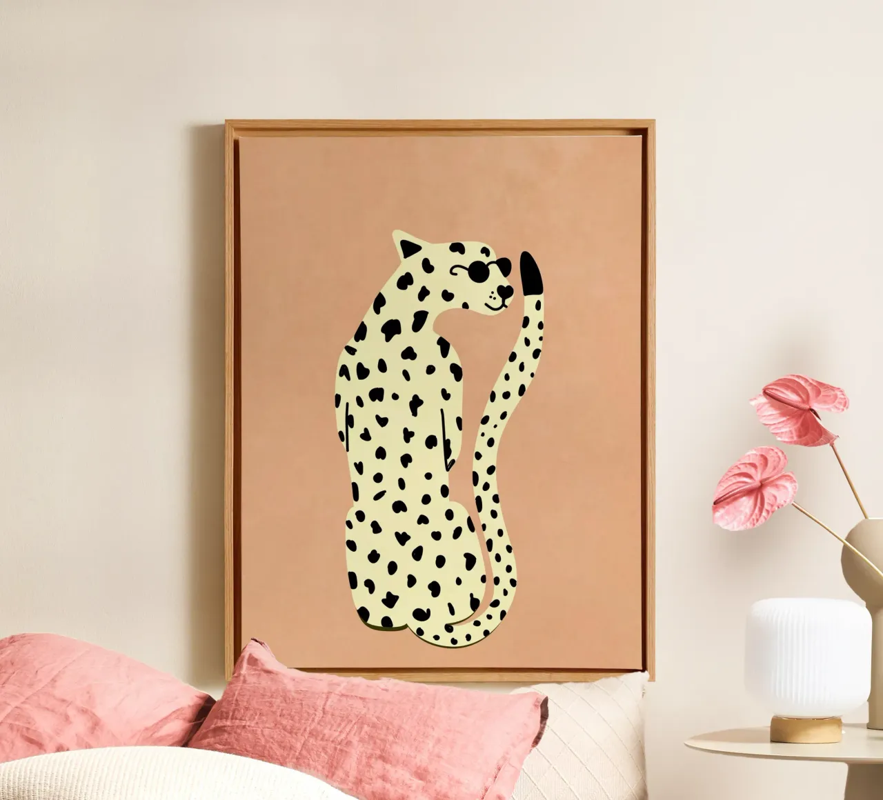 Leopardo più freddo tela con Cornice a cassetta da Illustration Raissa Oltmanns