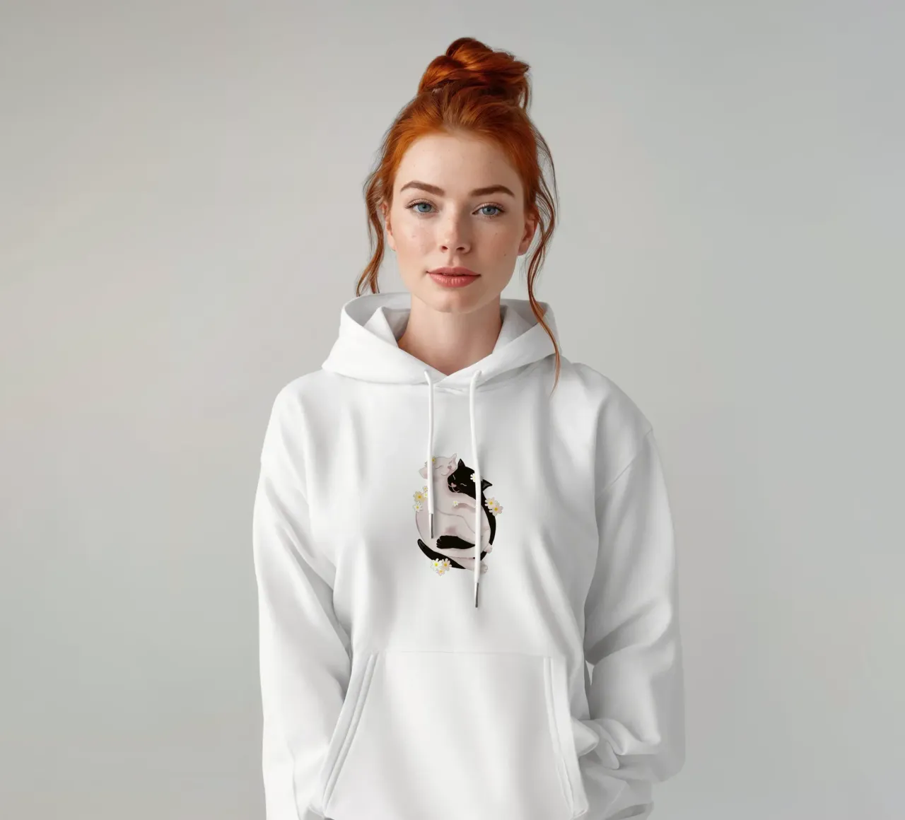 Cuddling Cats felpa con cappuccio da Illustration Raissa Oltmanns