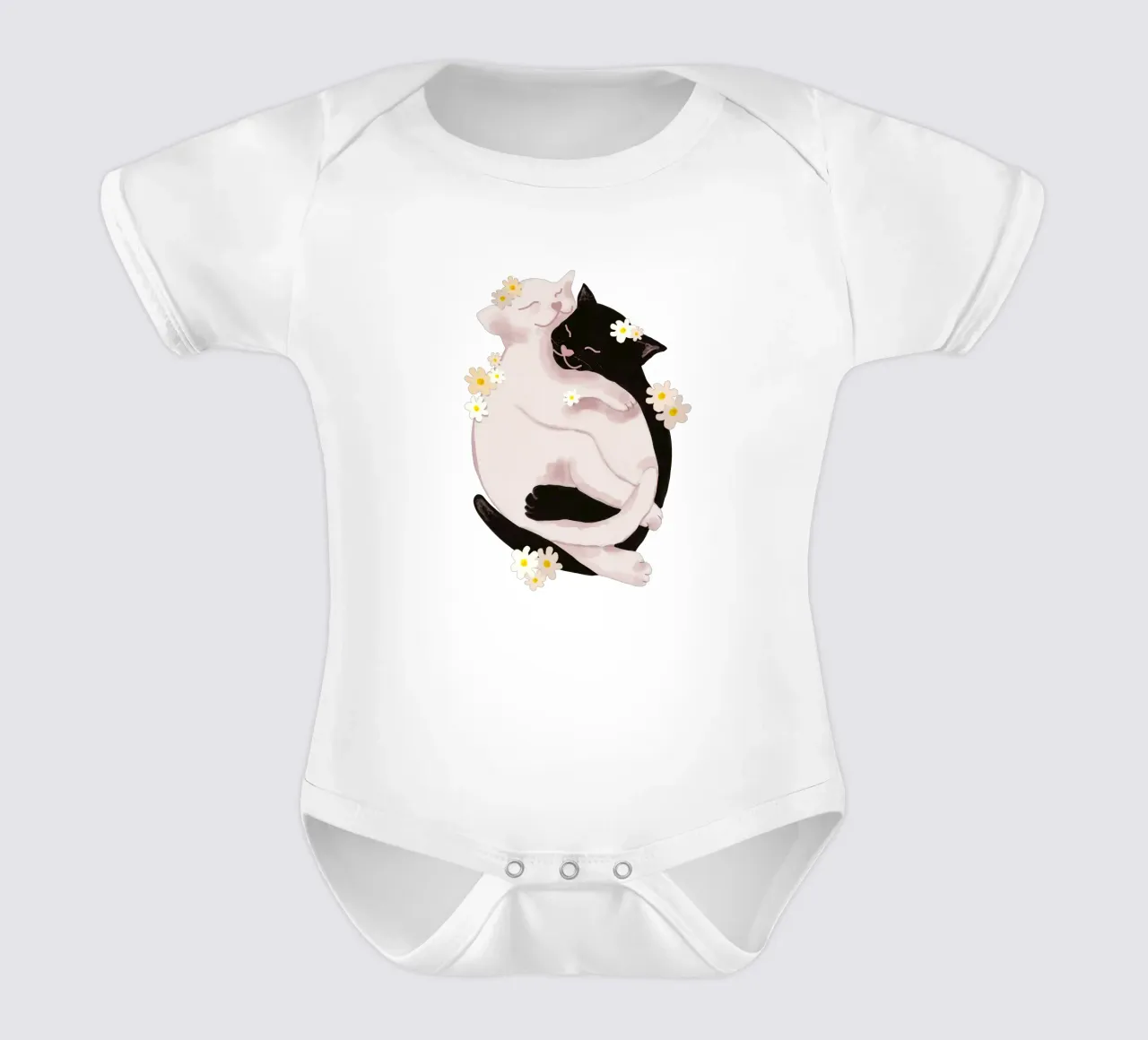 Cuddling Cats body neonato maniche corte da Illustration Raissa Oltmanns