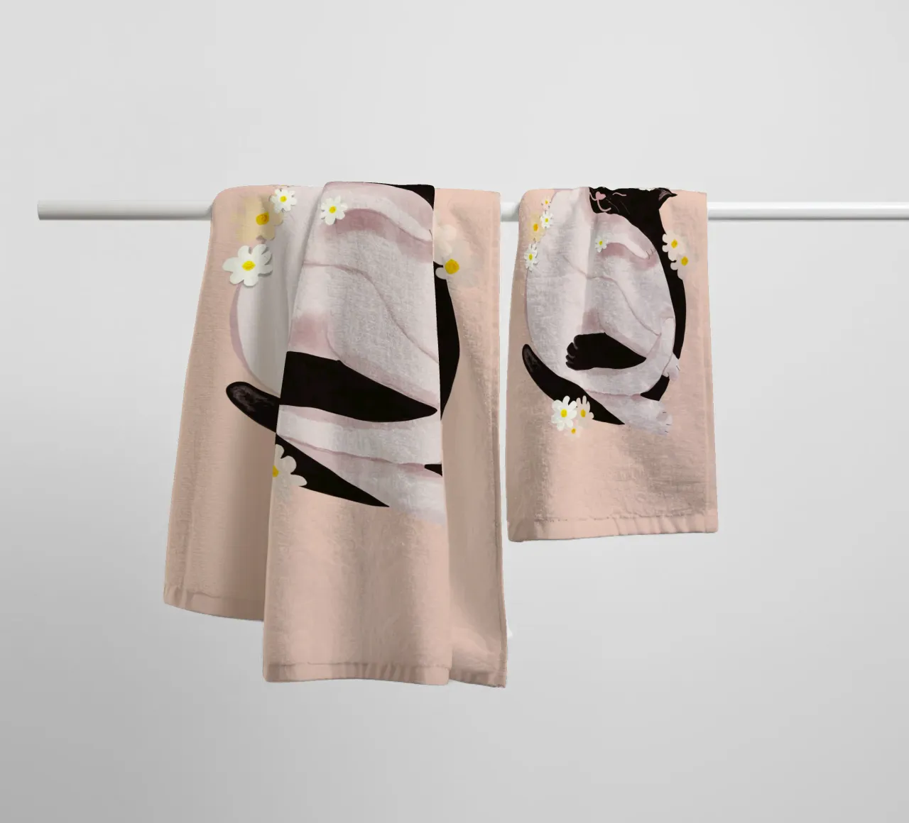 Cuddling Cats asciugamano da bagno da Illustration Raissa Oltmanns