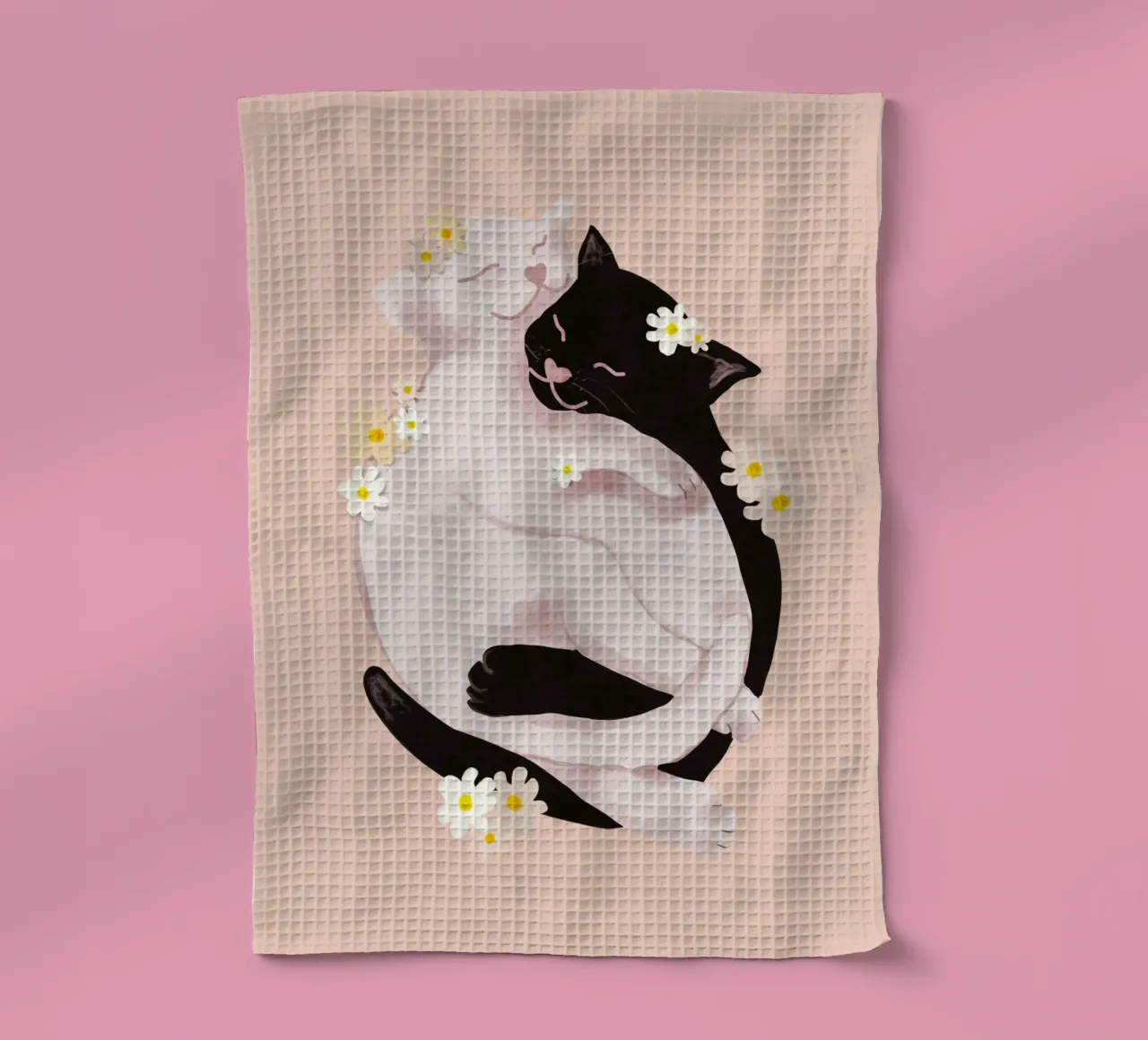 Cuddling Cats canovaccio da cucina da Illustration Raissa Oltmanns