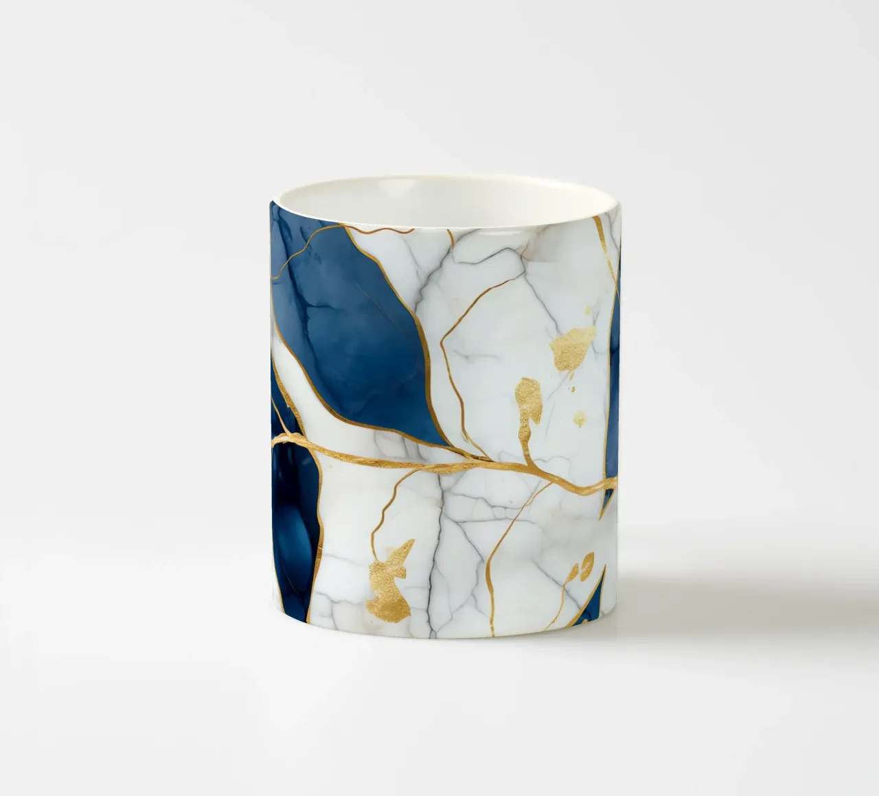 Art Kintsugi Blanc Bleu et Or ceramic mug by Théïa's Fantasia World