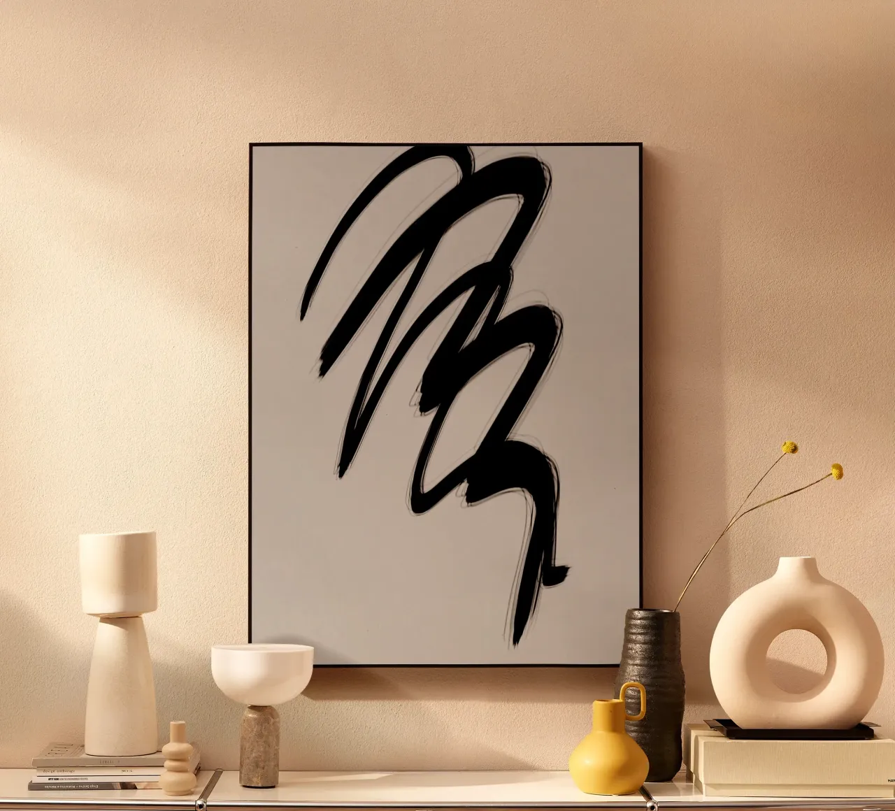 Strokes 2 | Minimal Black & Neutral Abstract metacrilato de sabidussi