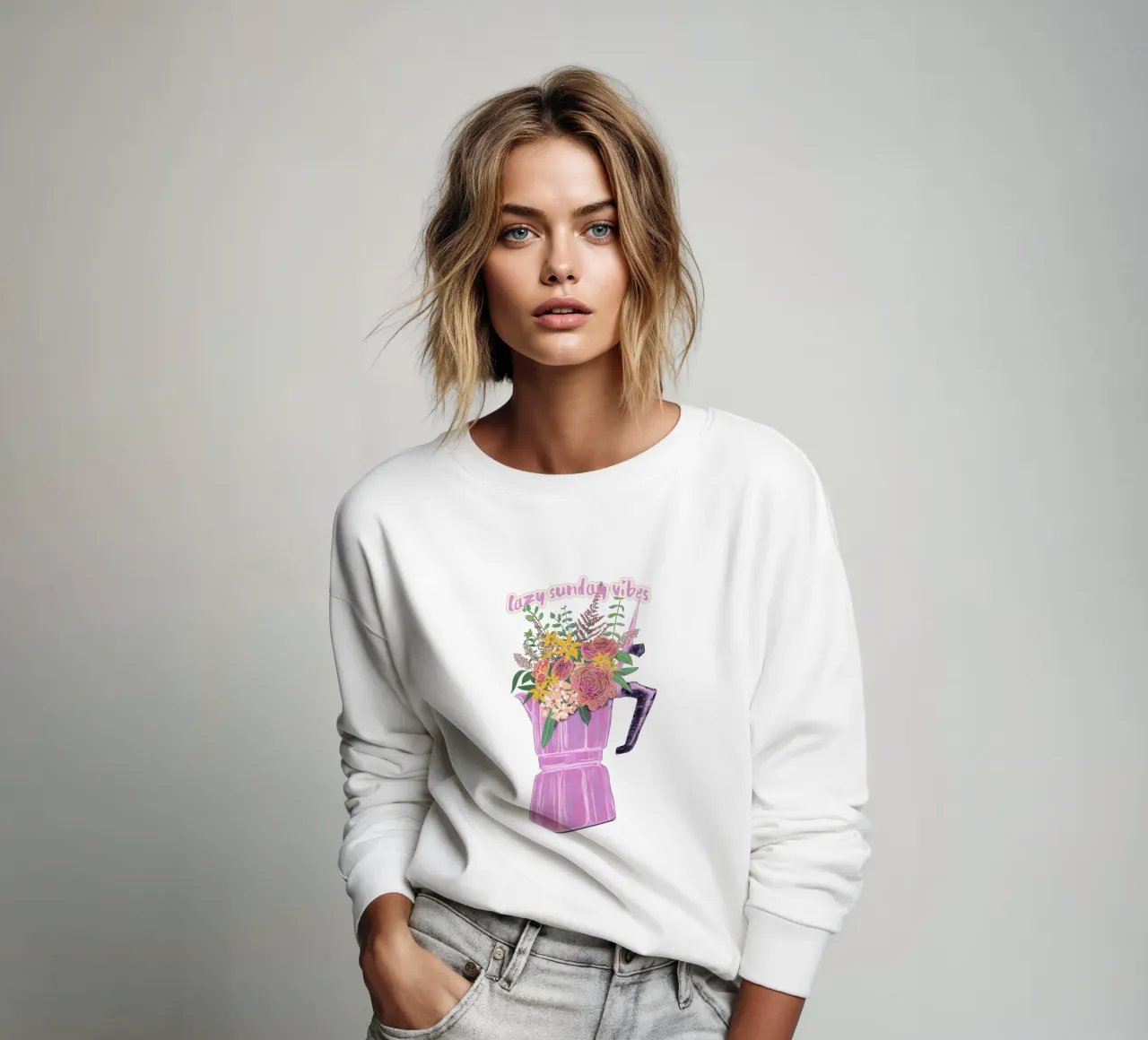 Lazy Sunday Vibes sweatshirt van Illustration Raissa Oltmanns