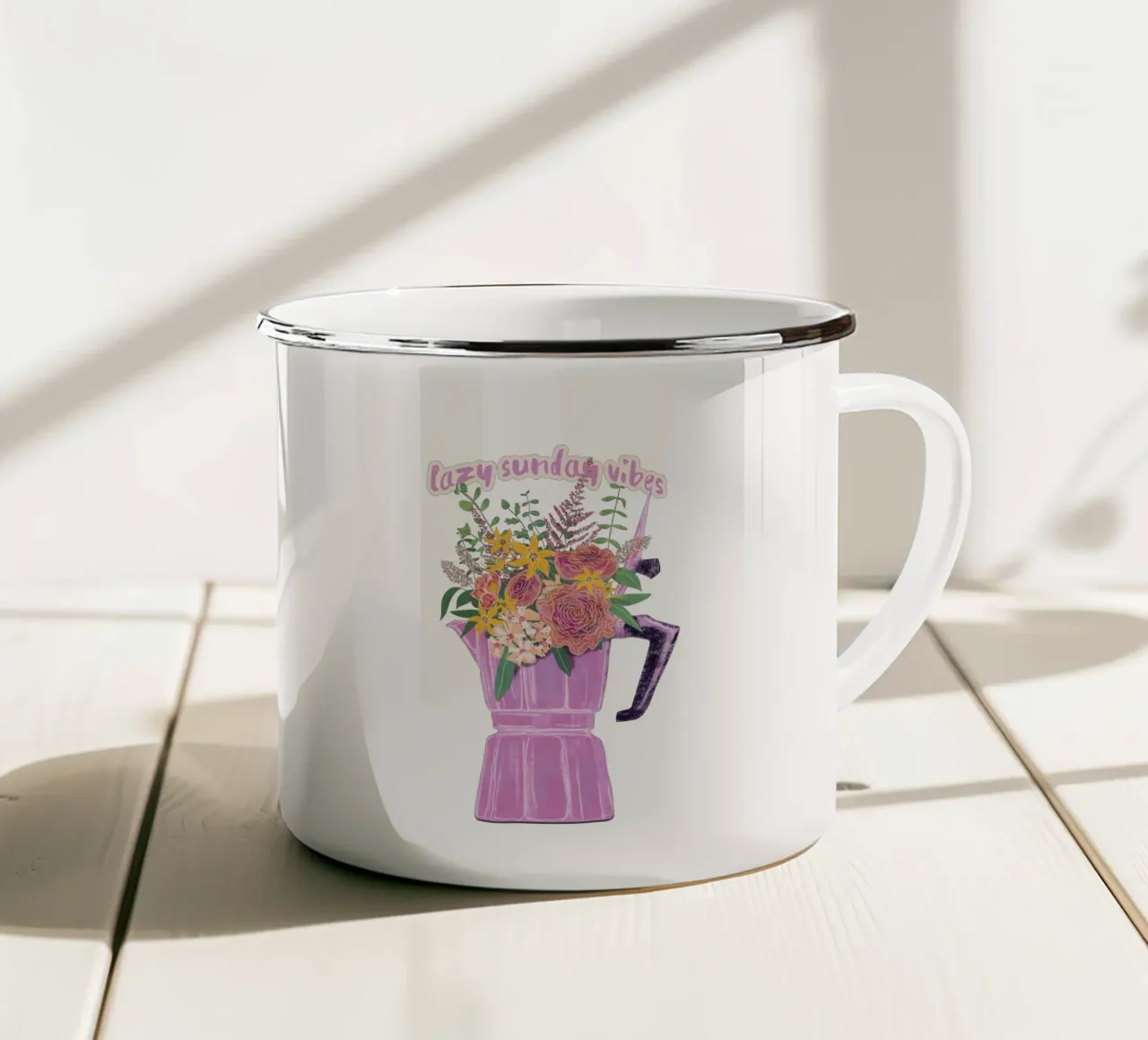 Lazy Sunday Vibes tazza in smalto da Illustration Raissa Oltmanns