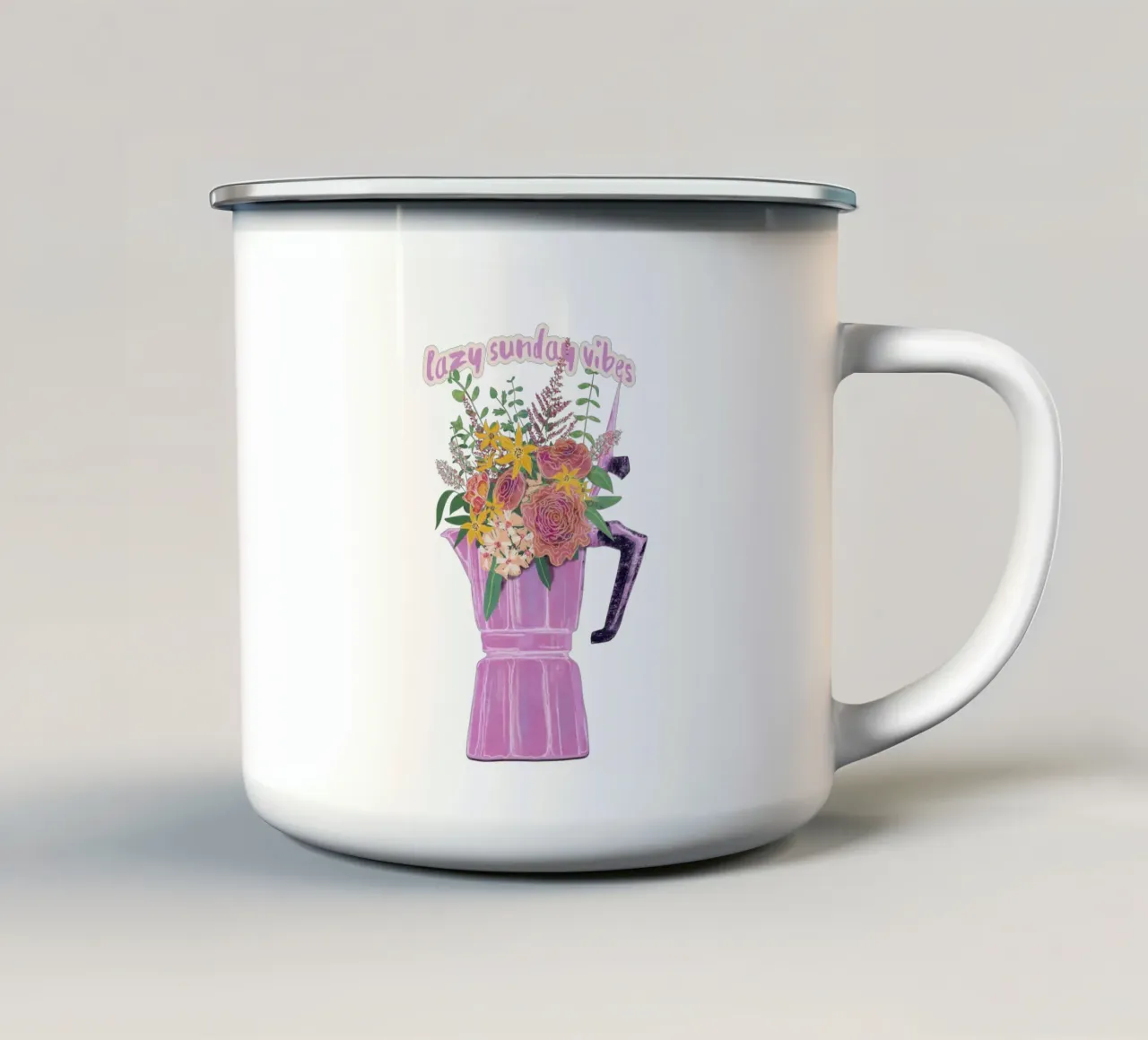 Lazy Sunday Vibes tazza in smalto da Illustration Raissa Oltmanns