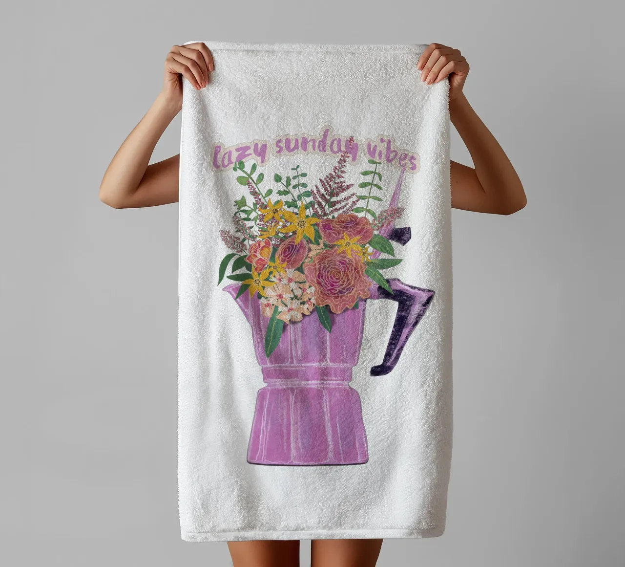 Lazy Sunday Vibes towel by Illustration Raissa Oltmanns