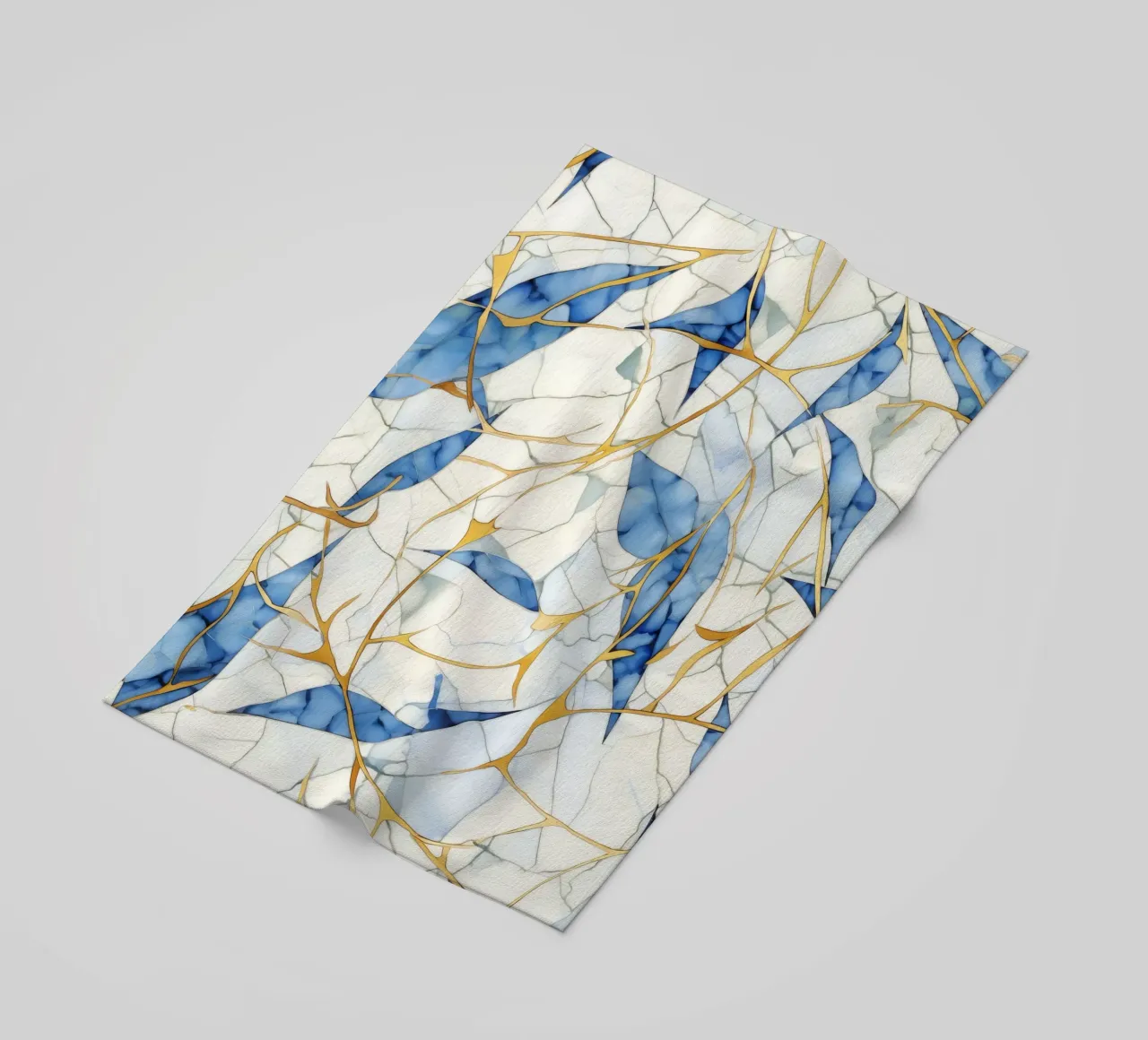 Art Kintsugi Blanc Bleu et Or telo mare da Théïa's Fantasia World
