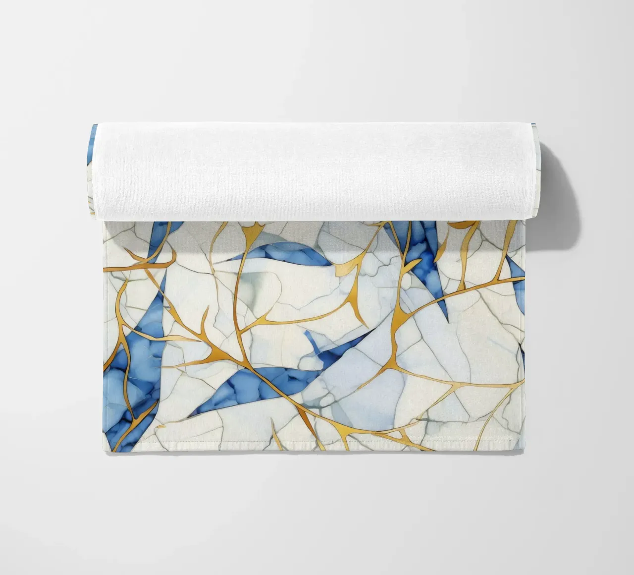 Art Kintsugi Blanc Bleu et Or telo mare da Théïa's Fantasia World
