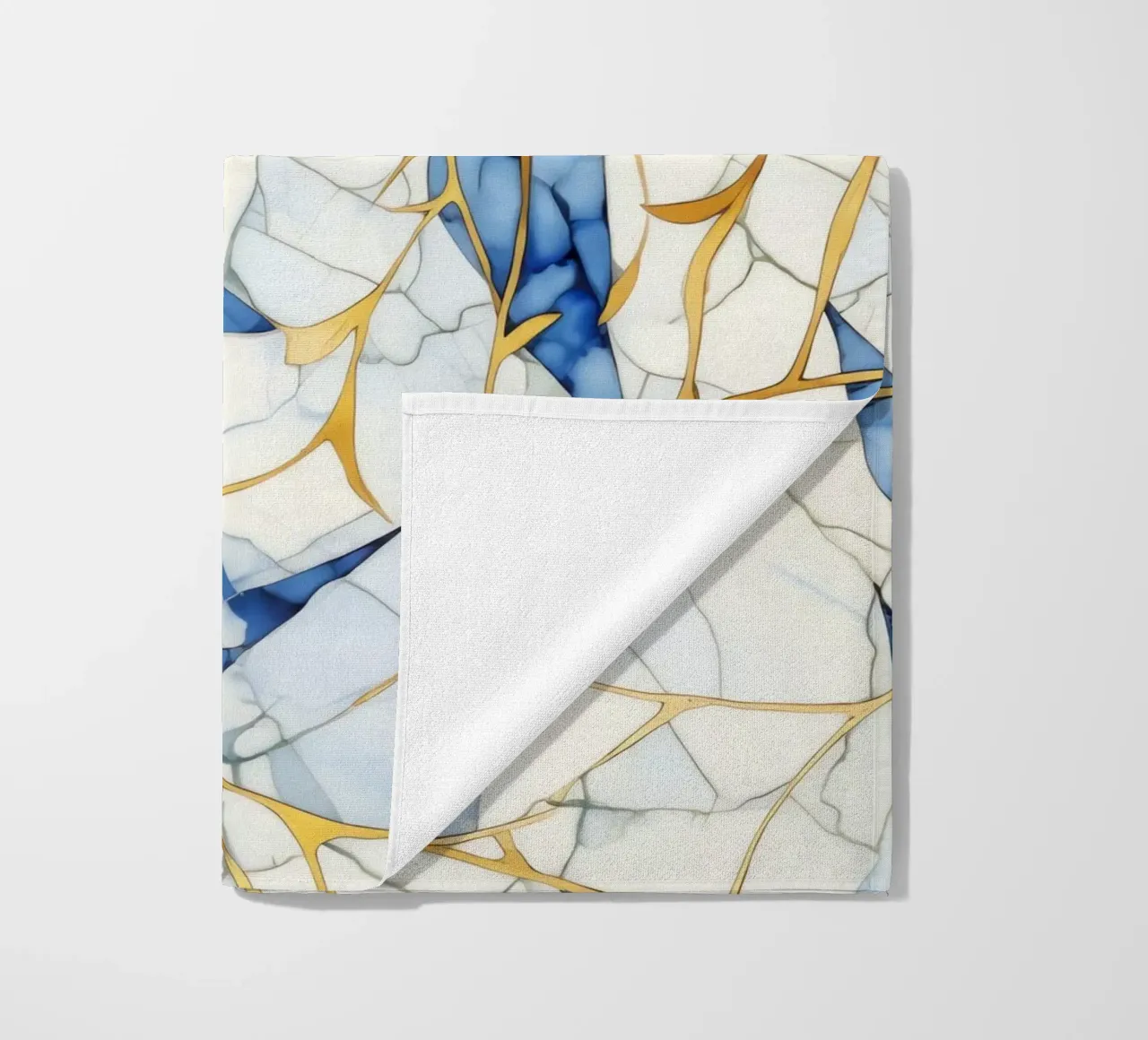 Art Kintsugi Blanc Bleu et Or telo mare da Théïa's Fantasia World