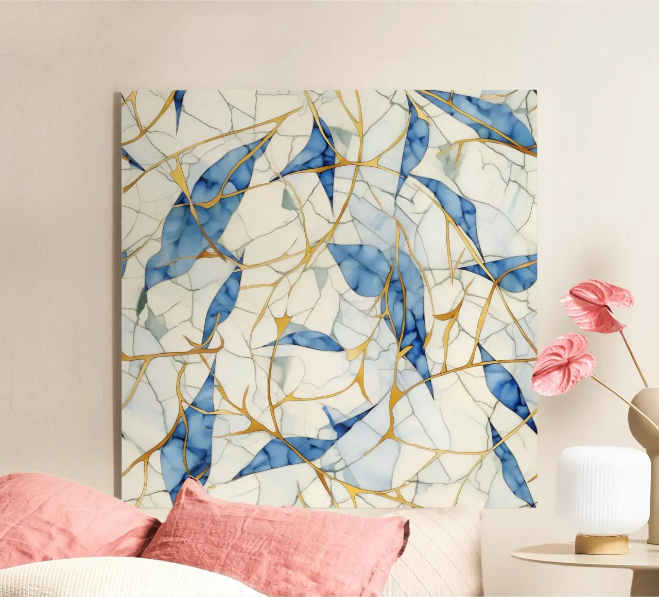 Art Kintsugi Blanc Bleu et Or plexiglass da Théïa's Fantasia World