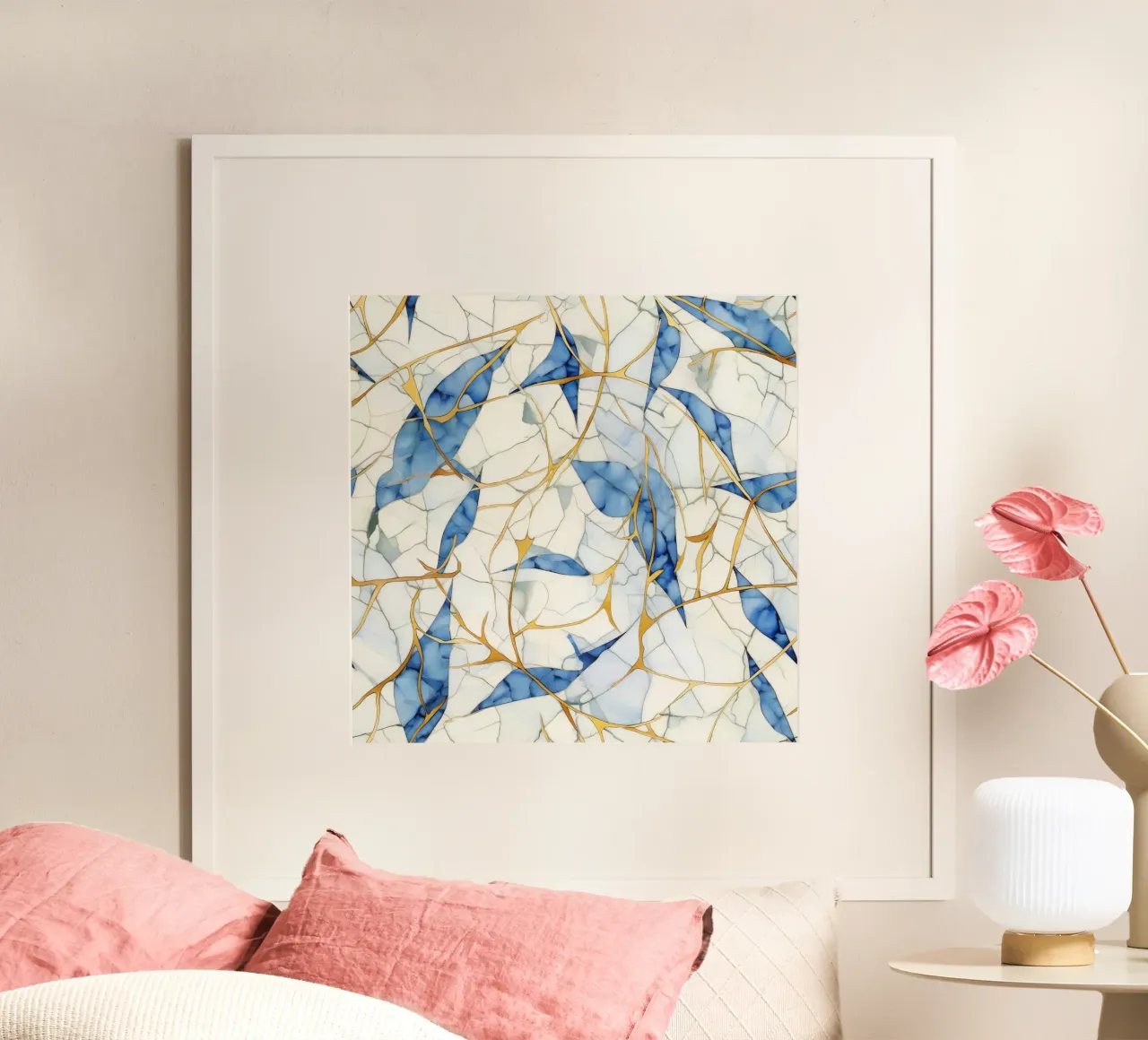 Art Kintsugi Blanc Bleu et Or carta hahnemühle da Théïa's Fantasia World
