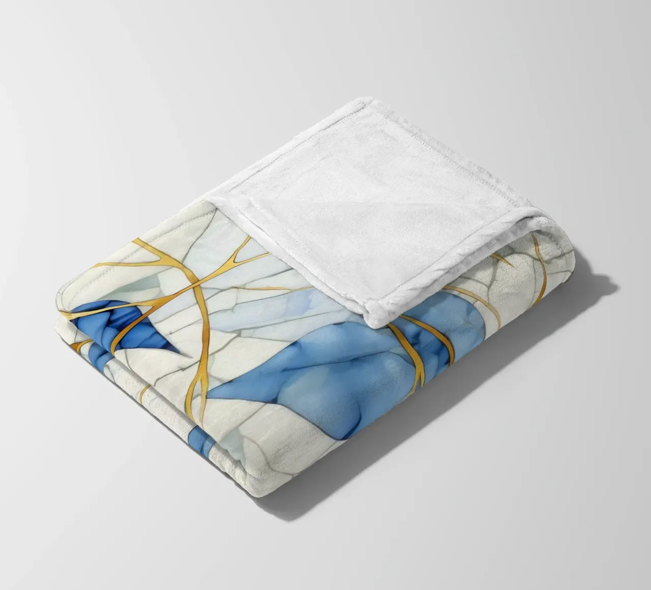 Art Kintsugi Blanc Bleu et Or coperta in pile da Théïa's Fantasia World