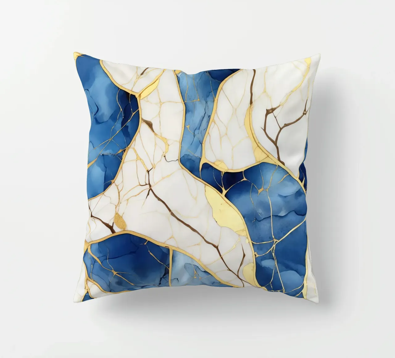 Art Kintsugi Blanc Bleu et Or cuscino da Théïa's Fantasia World