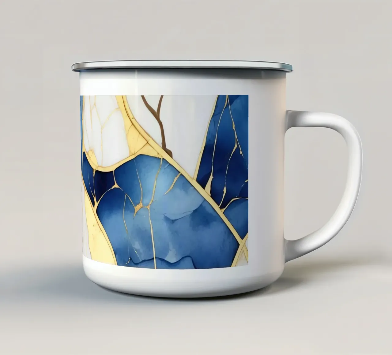Art Kintsugi Blanc Bleu et Or tazza in smalto da Théïa's Fantasia World