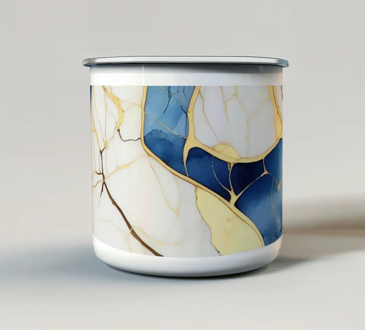 Art Kintsugi Blanc Bleu et Or tazza in smalto da Théïa's Fantasia World