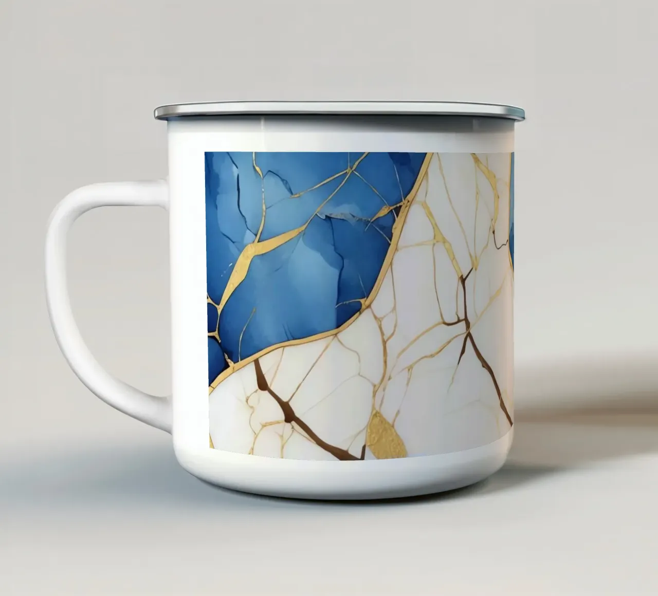 Art Kintsugi Blanc Bleu et Or tazza in smalto da Théïa's Fantasia World