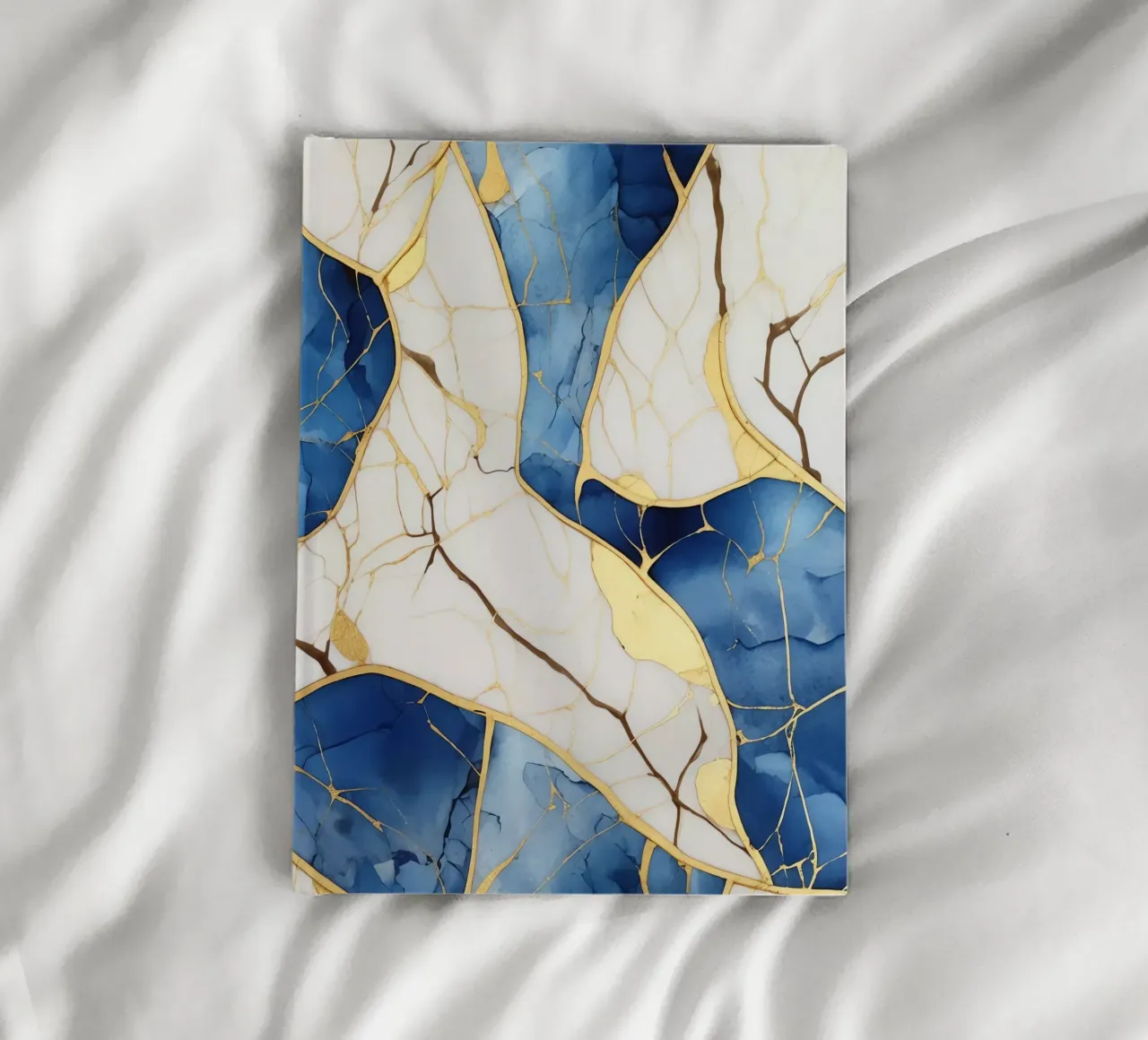 Art Kintsugi Blanc Bleu et Or notebook by Théïa's Fantasia World