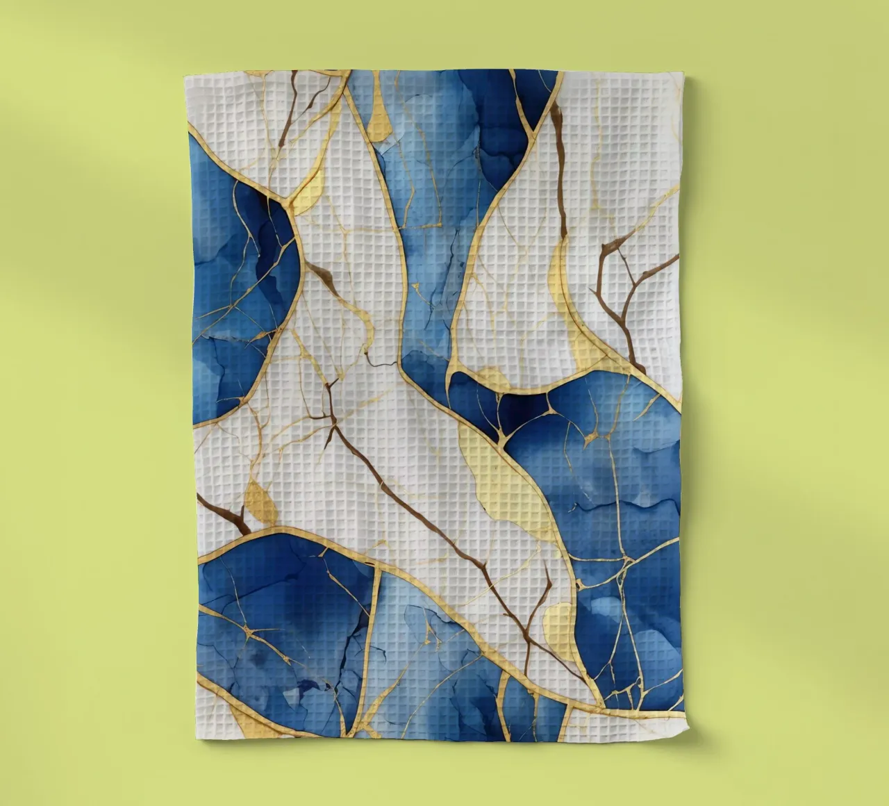Art Kintsugi Blanc Bleu et Or canovaccio da cucina da Théïa's Fantasia World
