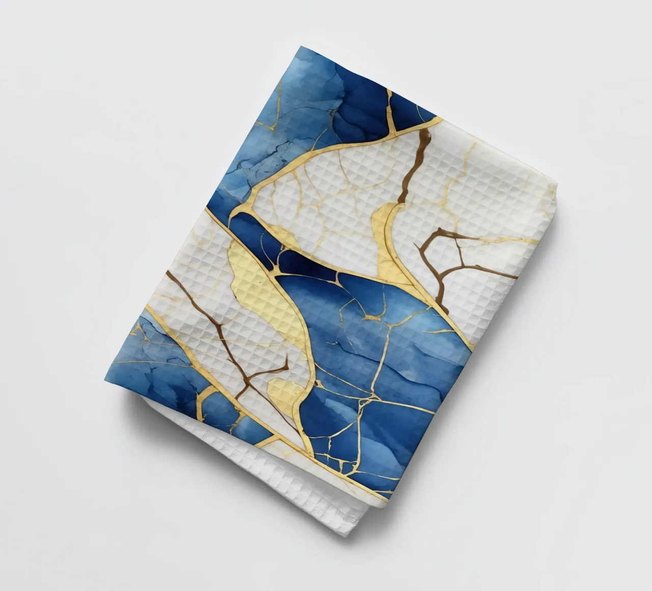 Art Kintsugi Blanc Bleu et Or canovaccio da cucina da Théïa's Fantasia World