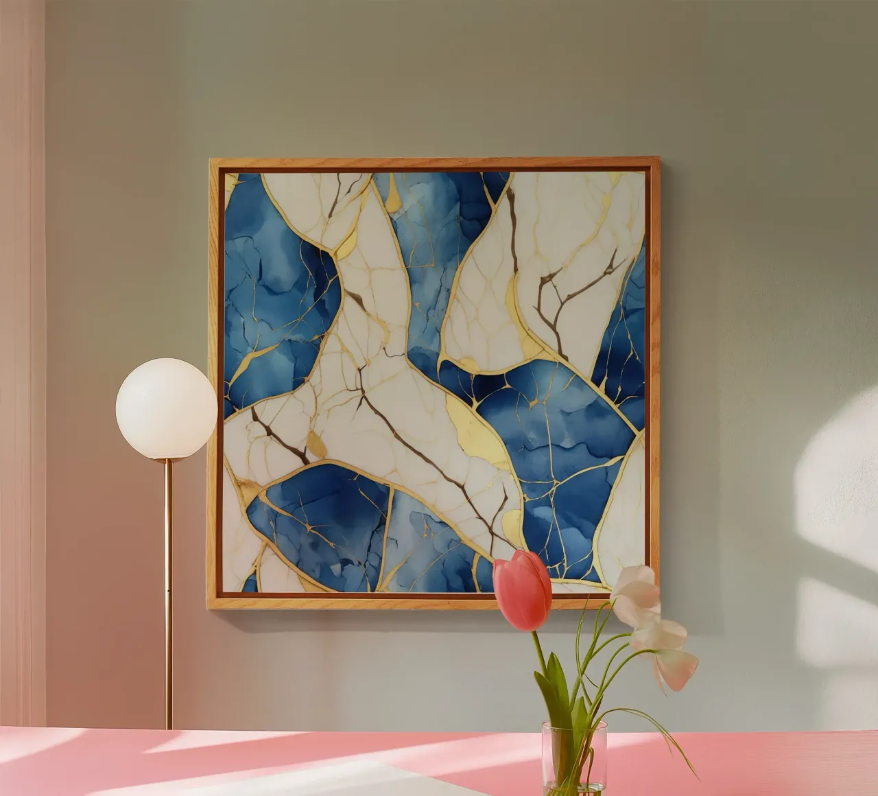 Art Kintsugi Blanc Bleu et Or plexiglass da Théïa's Fantasia World
