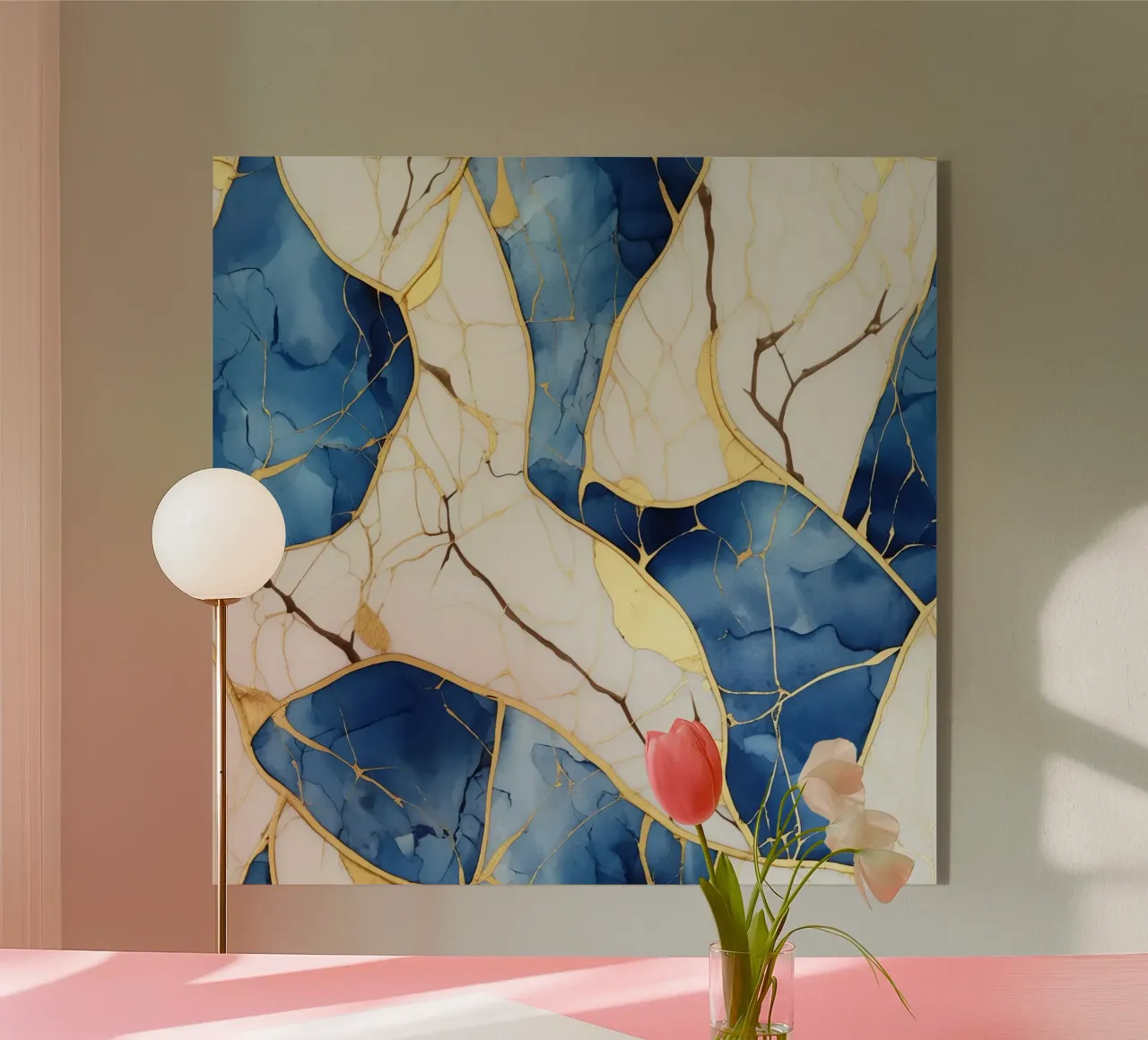 Art Kintsugi Blanc Bleu et Or plexiglass da Théïa's Fantasia World