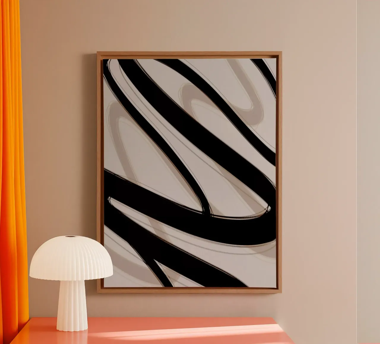 Strokes 6 | Minimal Black & Neutral Abstract tela con Cornice a cassetta da sabidussi
