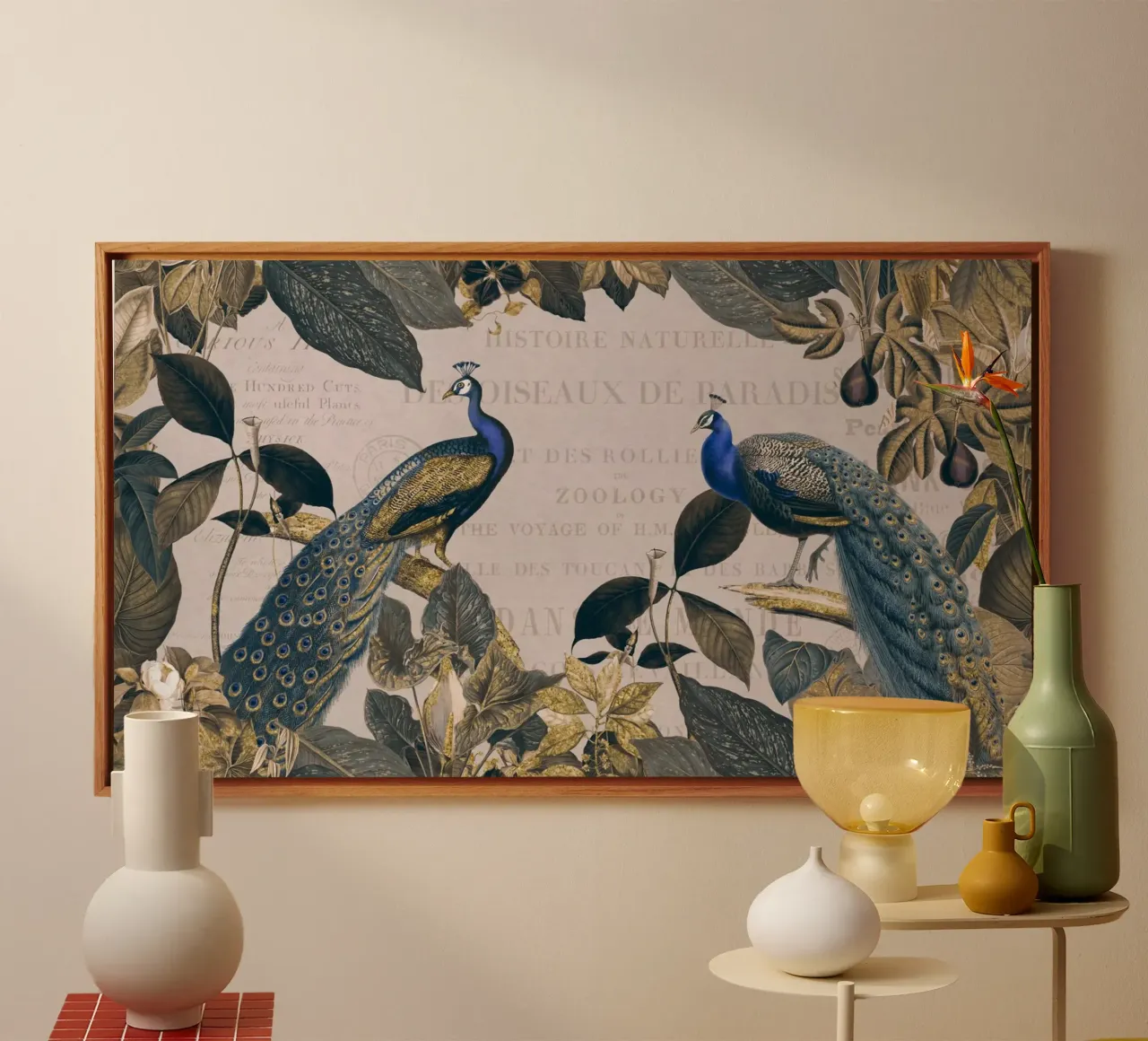Pavone botanico vintage Reverie tela con Cornice a cassetta da Andrea Haase Vintage World