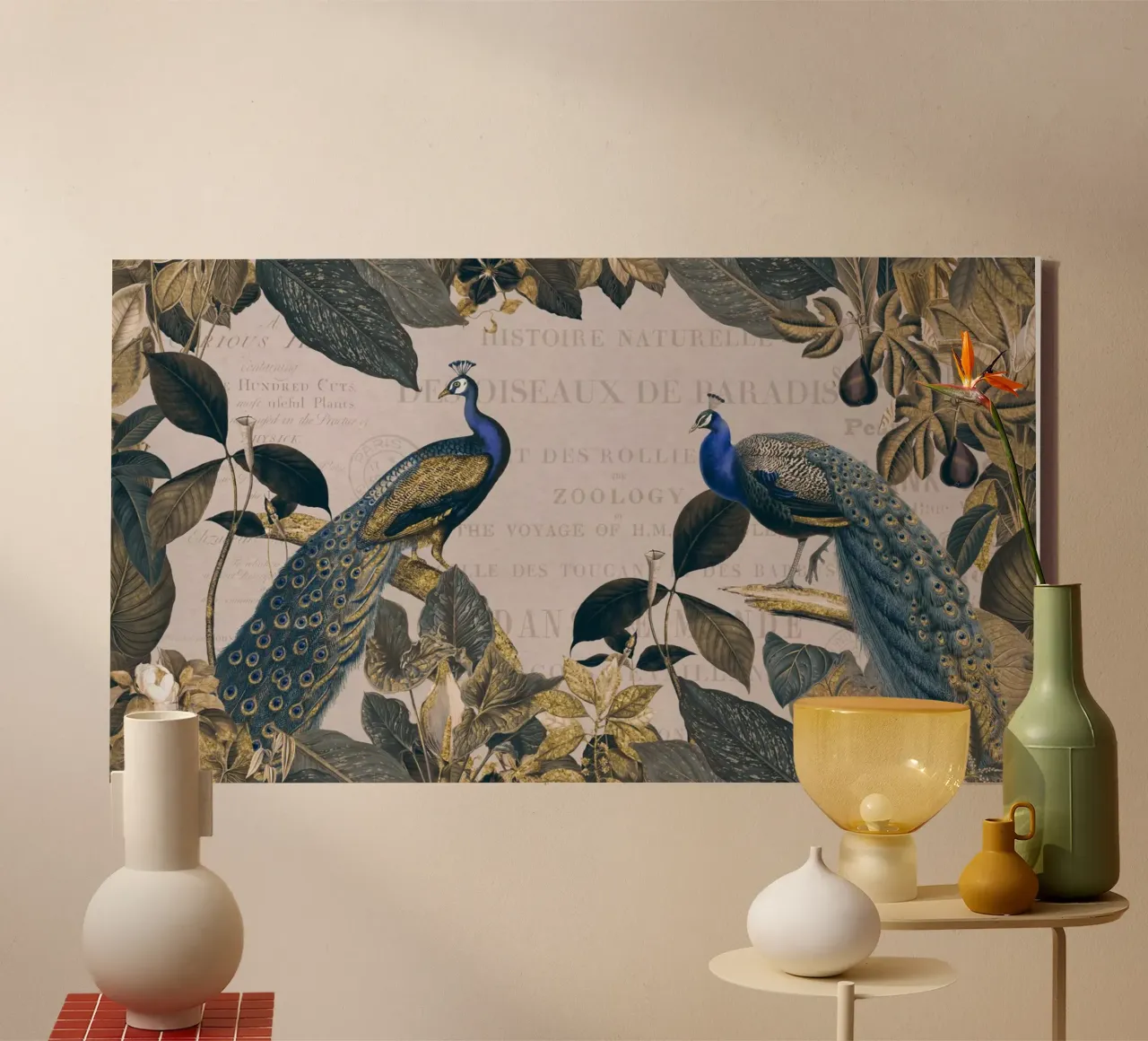 Pavone botanico vintage Reverie tela con Cornice a cassetta da Andrea Haase Vintage World