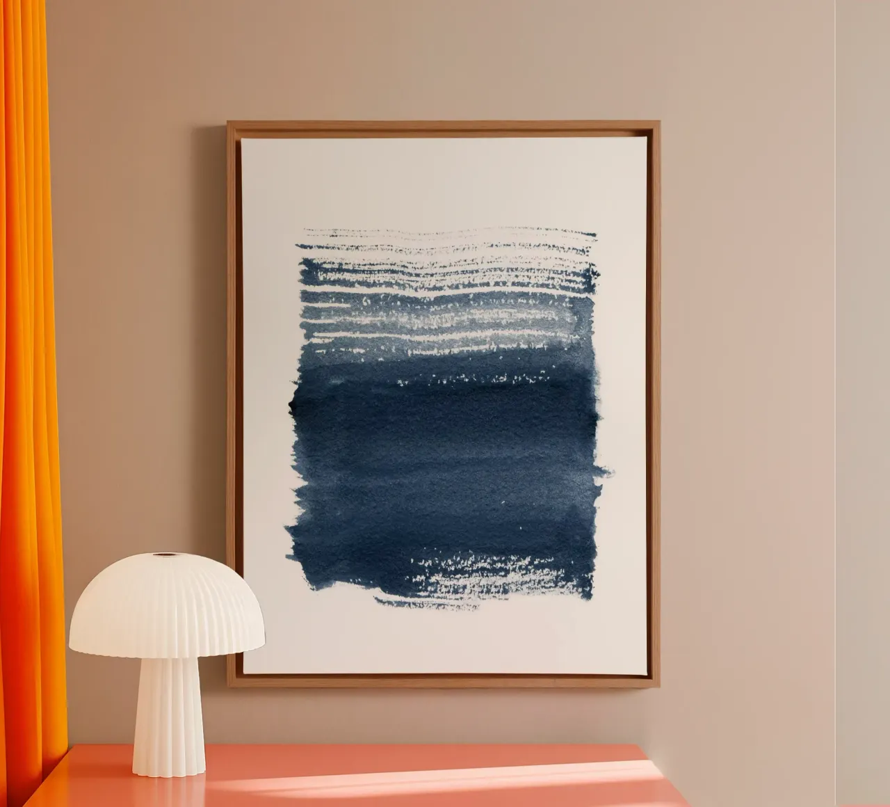 Just Indigo 1 | Minimalist Watercolor Abstract tela con Cornice a cassetta da sabidussi