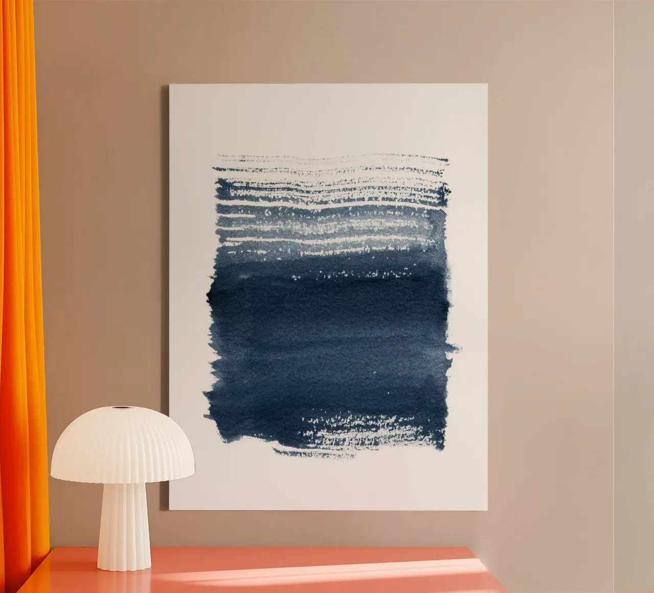 Just Indigo 1 | Minimalist Watercolor Abstract tela con Cornice a cassetta da sabidussi