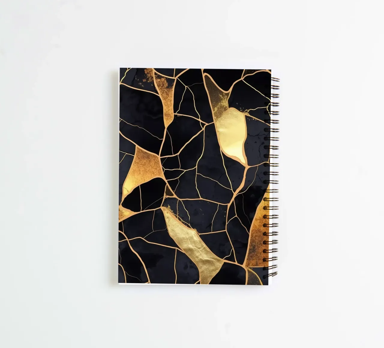 Art Kintsugi Noir et Or spiral notebook by Théïa's Fantasia World
