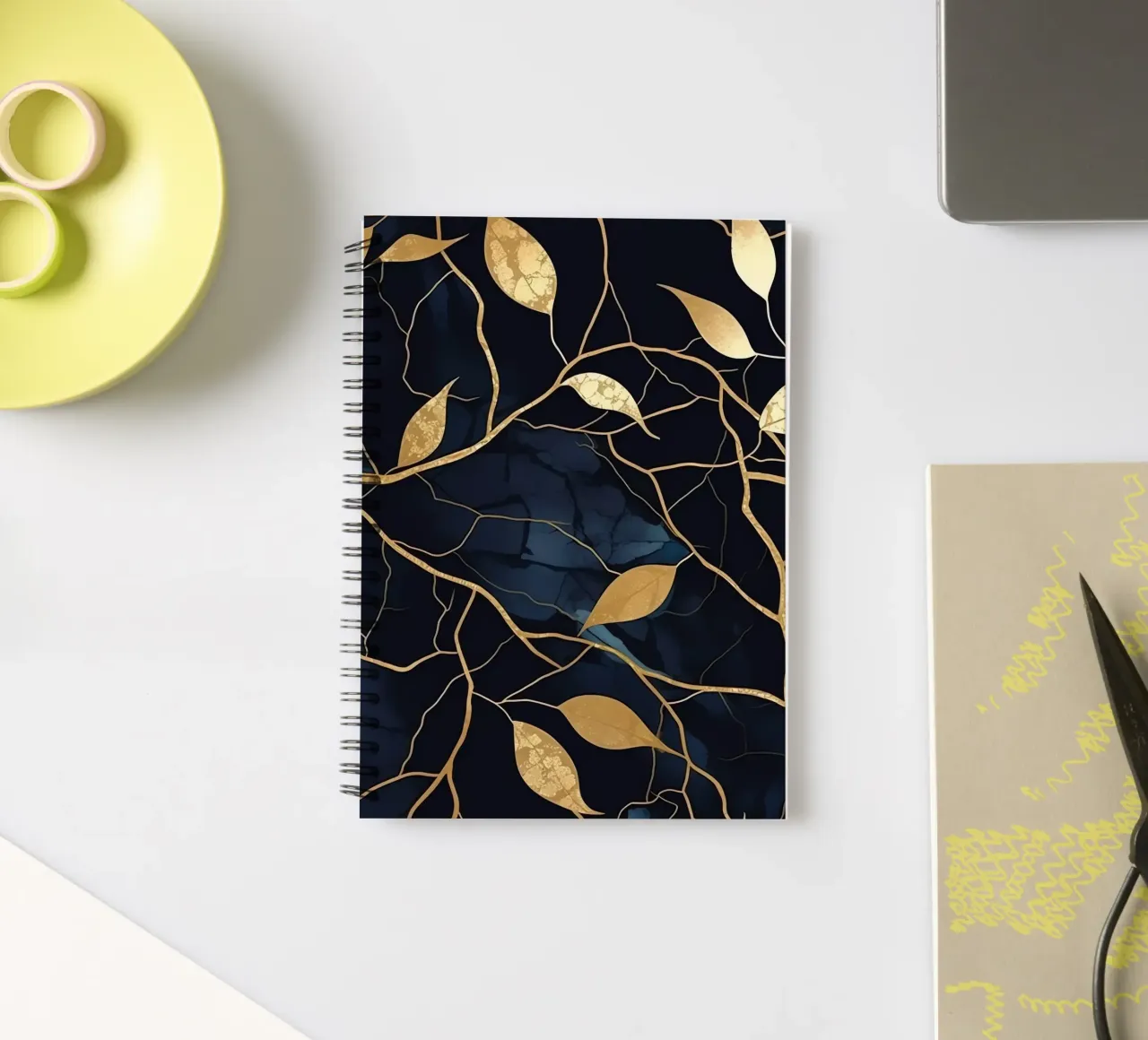 Art Kintsugi & feuilles d'or spiral notebook by Théïa's Fantasia World