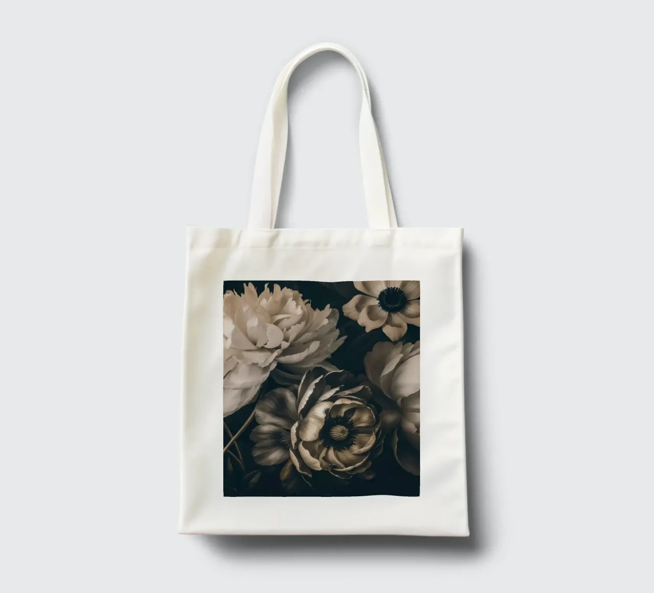 Dark Moody Baroque Floral Symphony Ivory Brown tote bag by Andrea Haase Vintage World