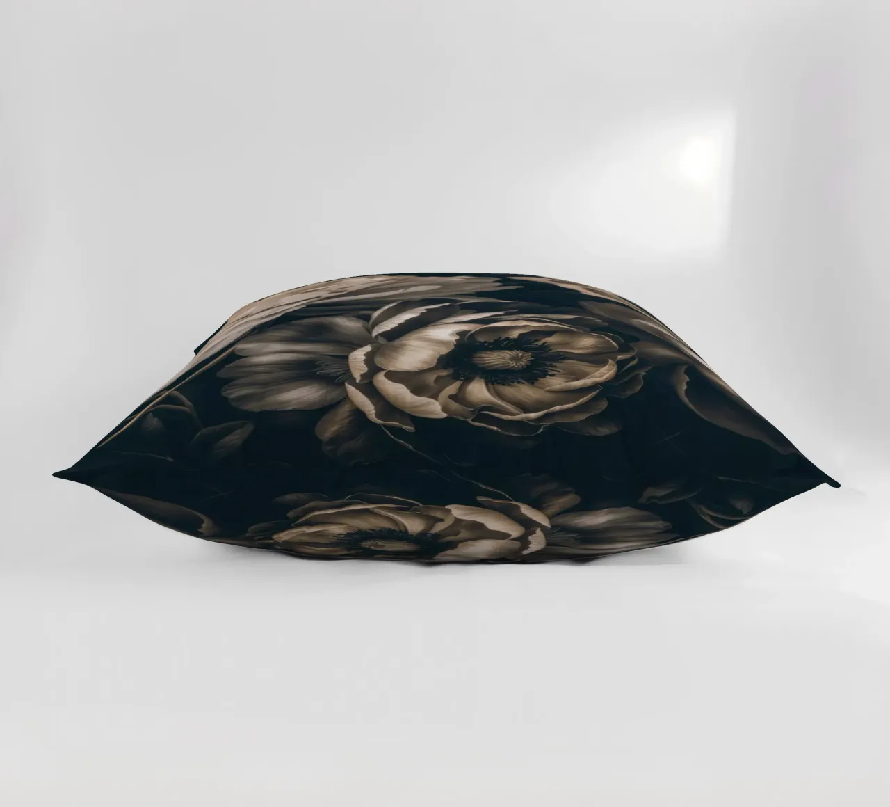 Dark Moody Baroque Floral Symphony Ivory Brown decorative cushion by Andrea Haase Vintage World