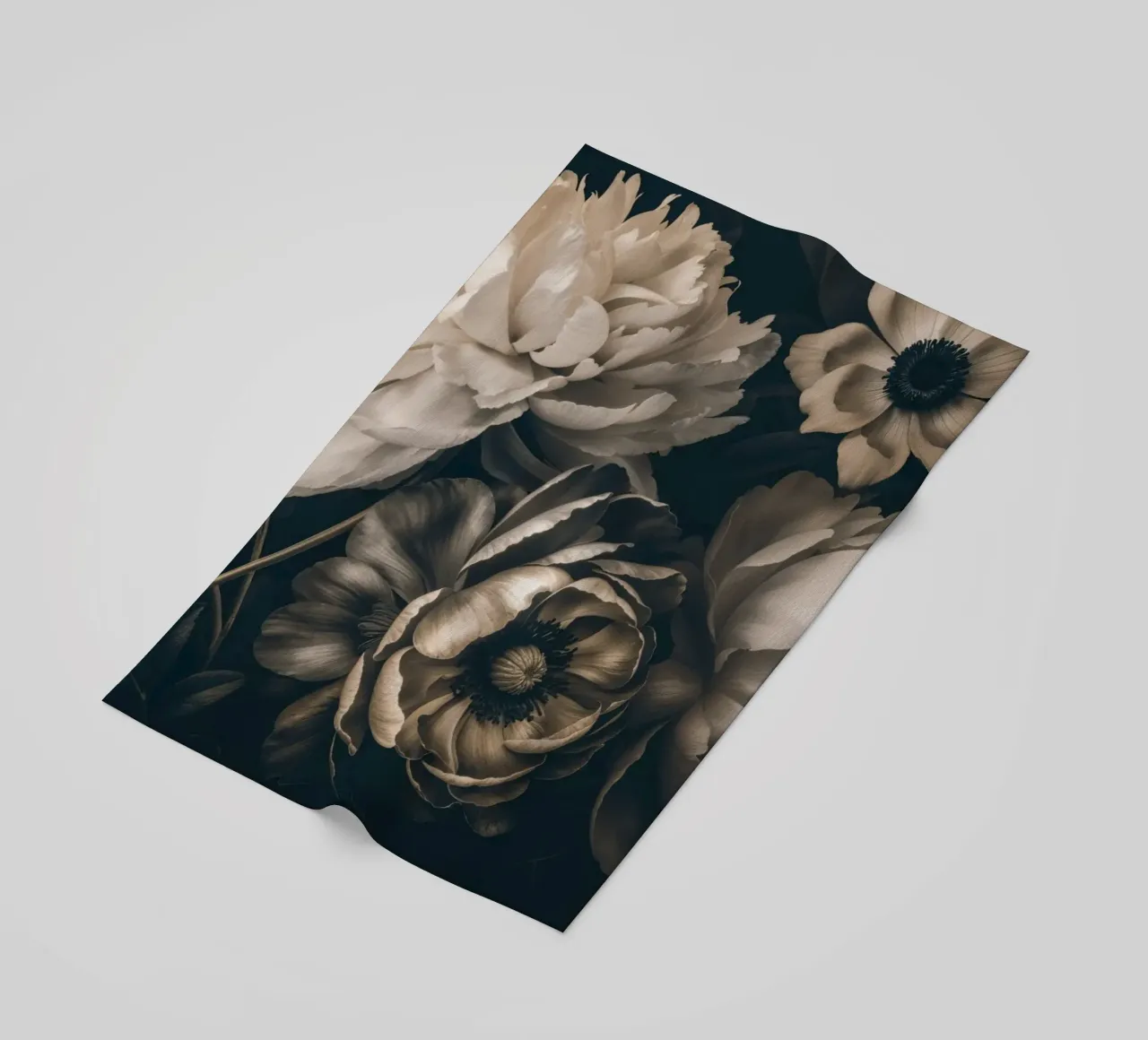 Dark Moody Baroque Floral Symphony Ivory Brown beach towel by Andrea Haase Vintage World