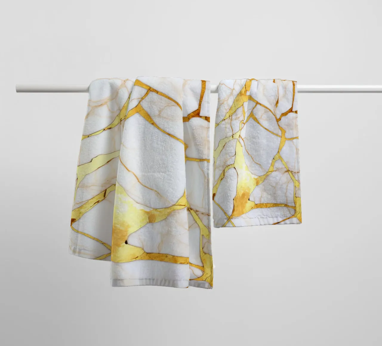 Art kintsugi blanc et or asciugamano da bagno da Théïa's Fantasia World