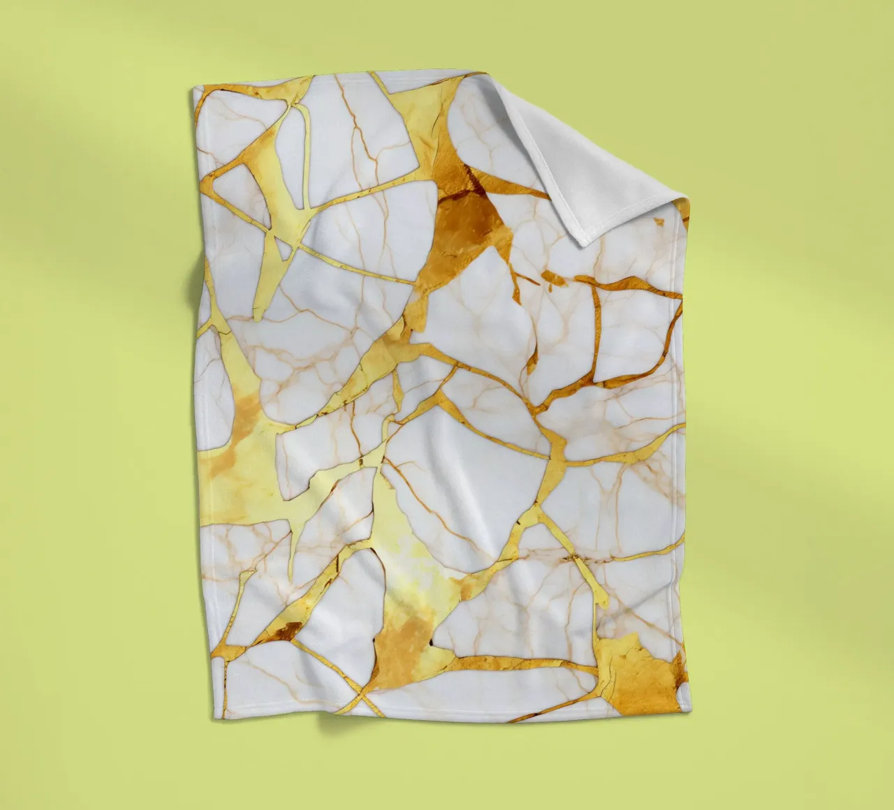 Art kintsugi blanc et or fleece blanket by Théïa's Fantasia World