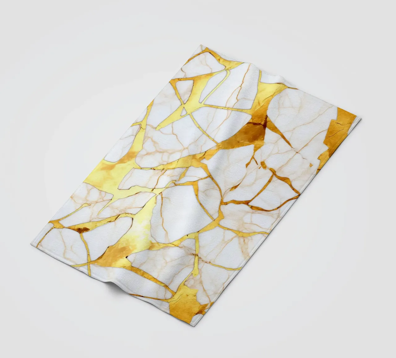 Art kintsugi blanc et or fleece blanket by Théïa's Fantasia World