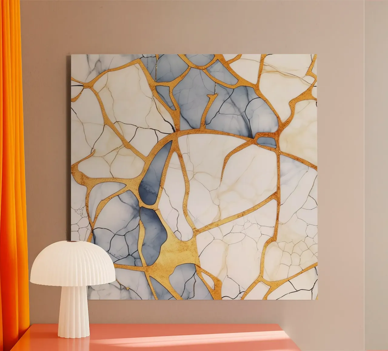 Art kintsugi blanc et or alluminio dibond da Théïa's Fantasia World