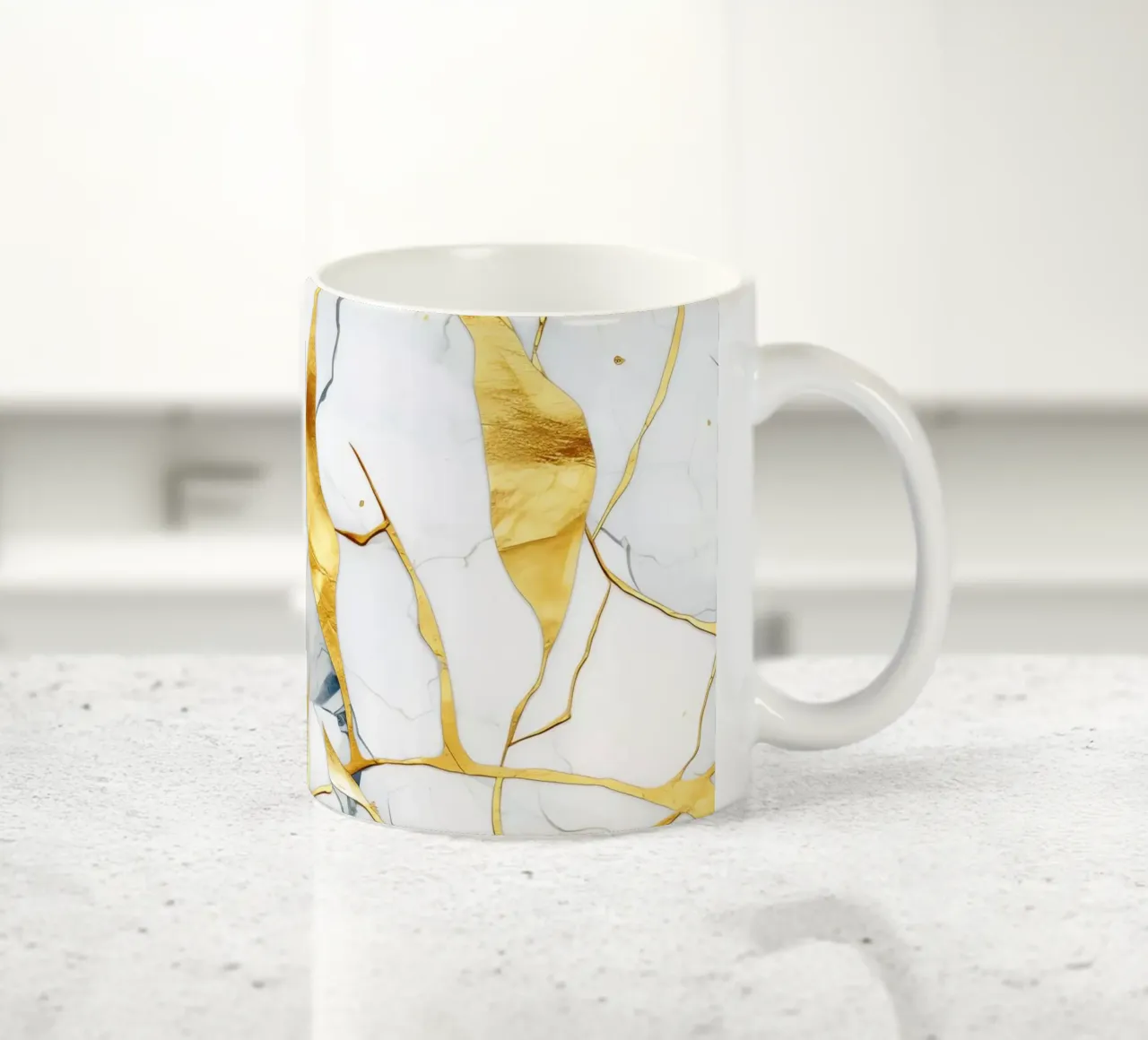Art kintsugi blanc et or tazza in ceramica da Théïa's Fantasia World