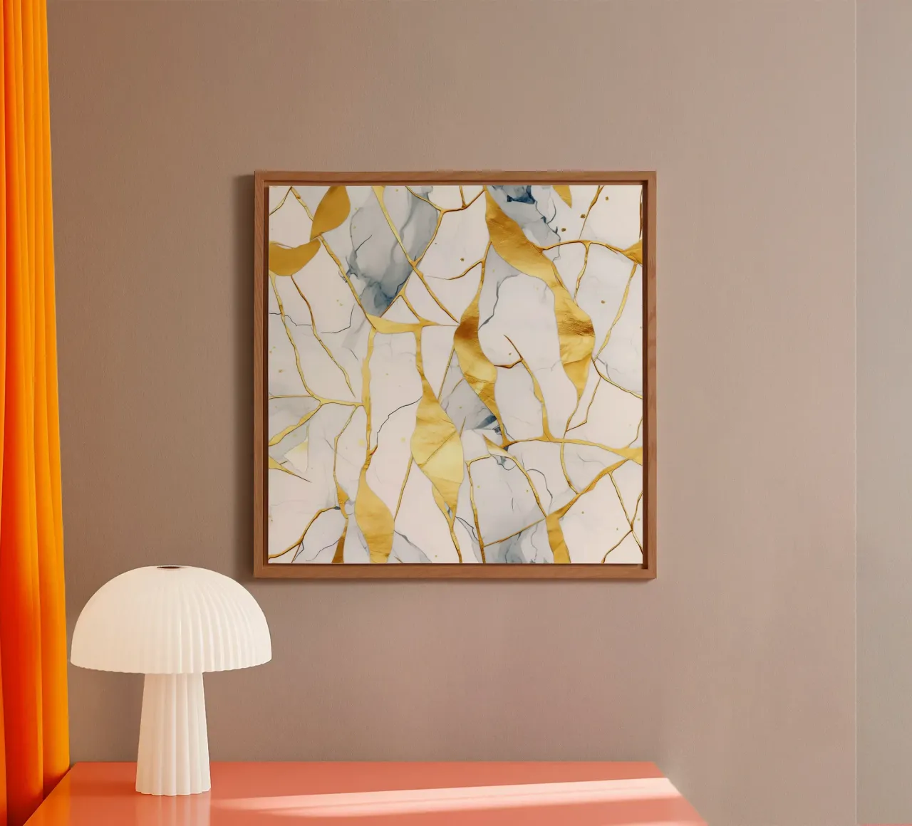 Art kintsugi blanc et or alluminio dibond da Théïa's Fantasia World