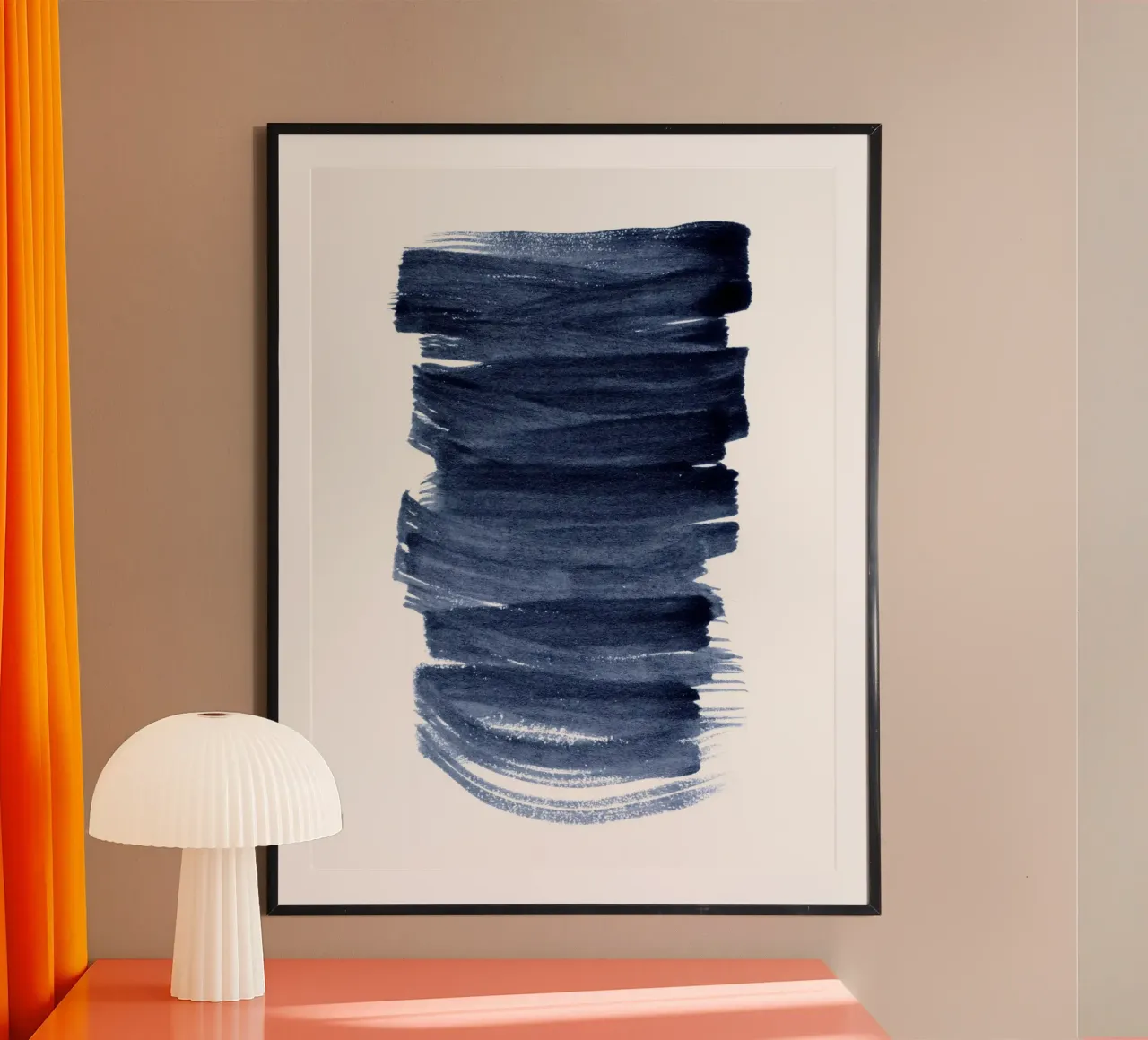 Just Indigo 3 | Minimalist Watercolor poster con telaio in plastica da sabidussi