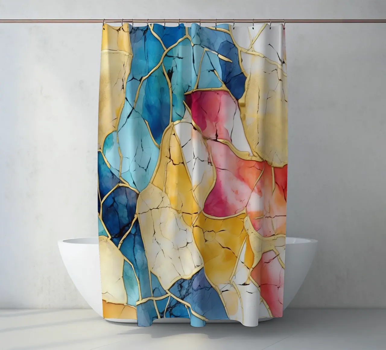 Art Kintsugi multicolore tenda da doccia da Théïa's Fantasia World