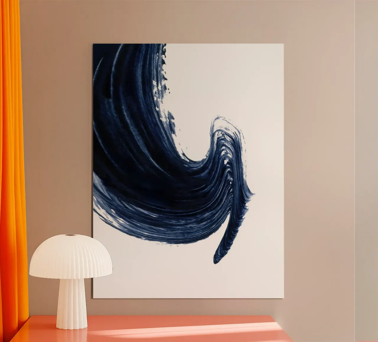 Just Indigo 4 | Minimalist Watercolor poster con telaio in legno da sabidussi